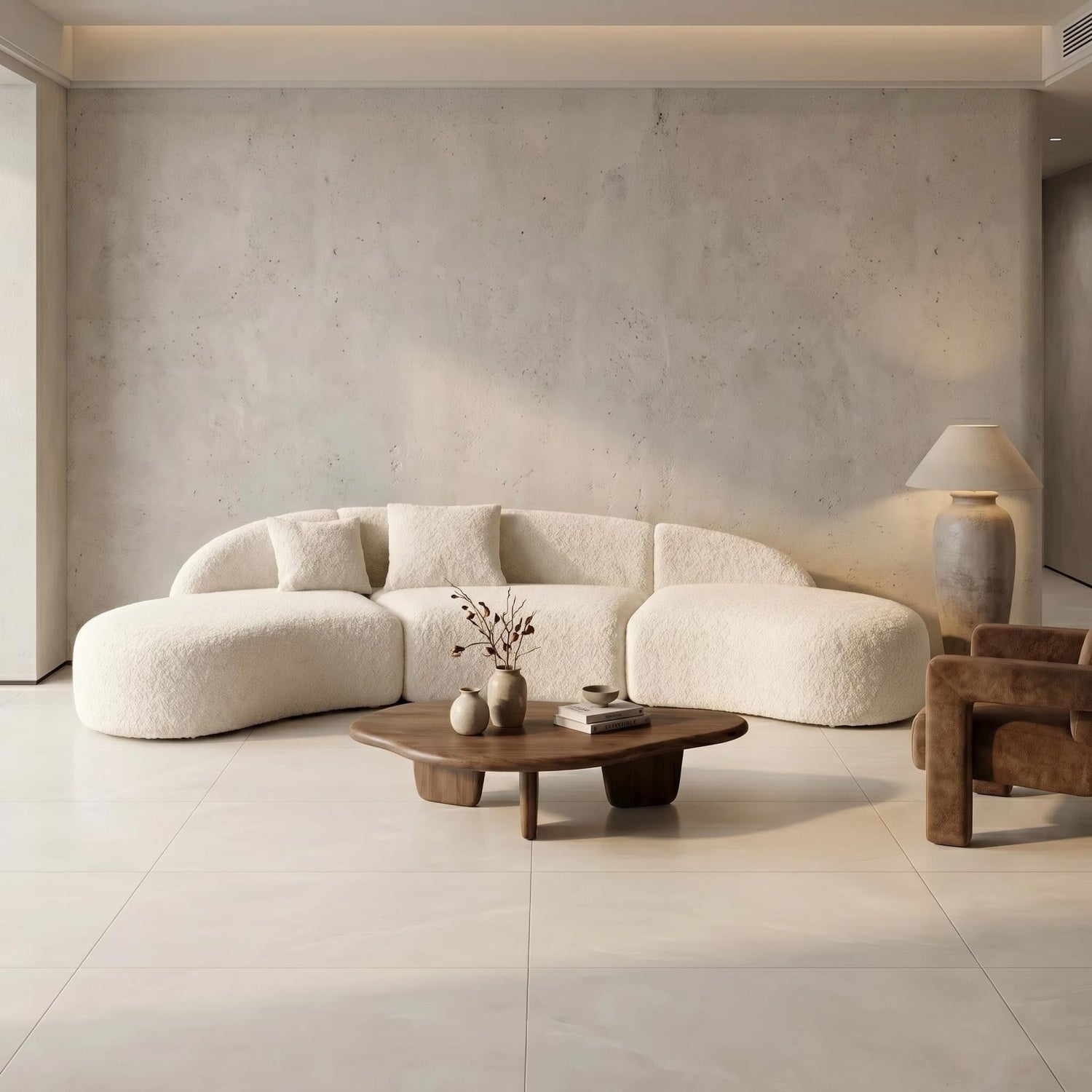 Teddy Fleece C-Shape Curved Sofa Cream Beige 2-7 Seat Bengaluru
