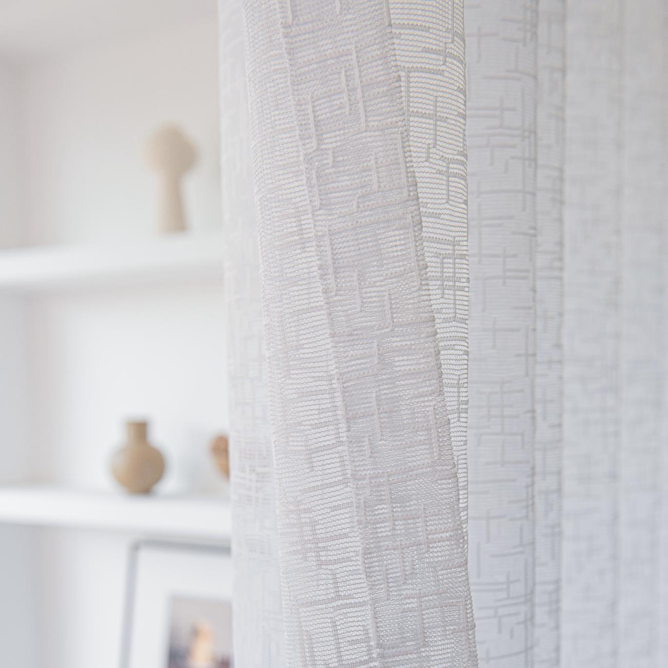 White Grid Pattern Sheer Voile Curtains Rod Pocket 2 Colors Bengaluru