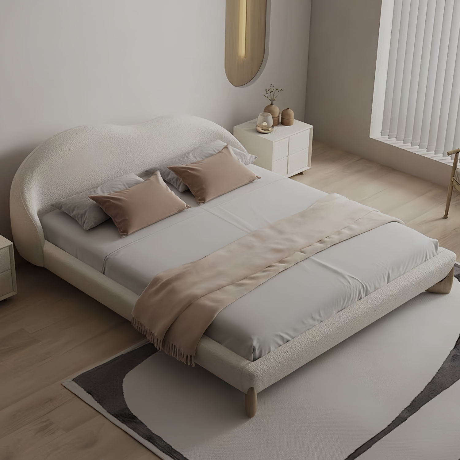 Sherpa Lamb Wool Bed Frame for Bedroom
