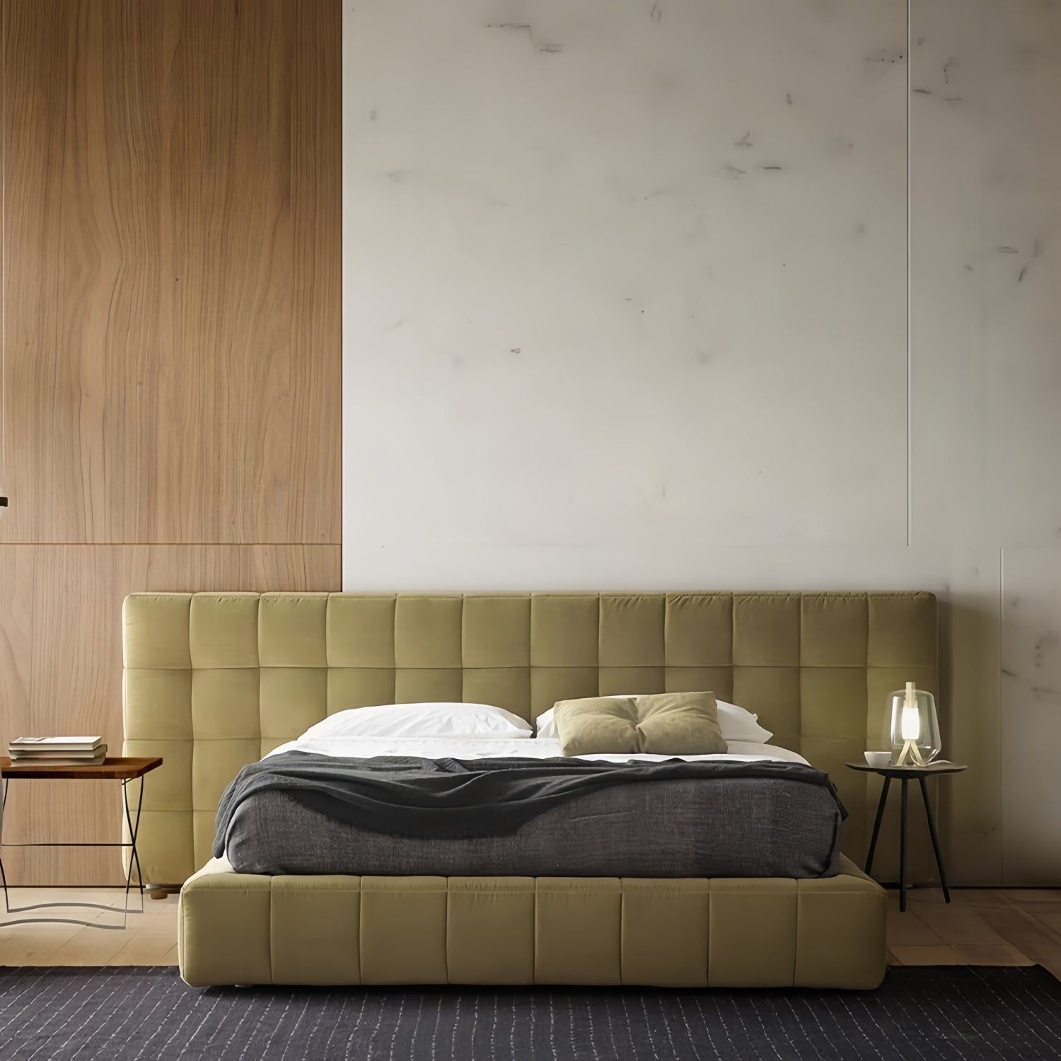 Sherpa Lamb Wool Bed Frame Beige for Bedroom