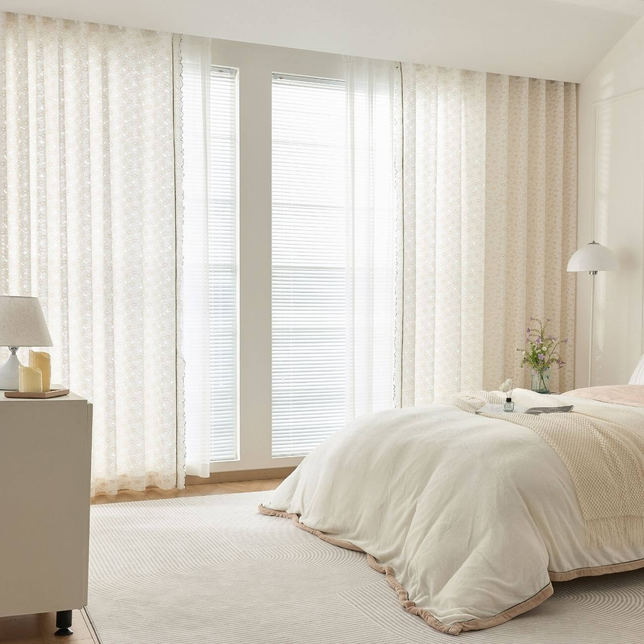 Somuch Living Beige Floral Sheer Curtains Rod Pocket Voile Drapes Bedroom Bengaluru
