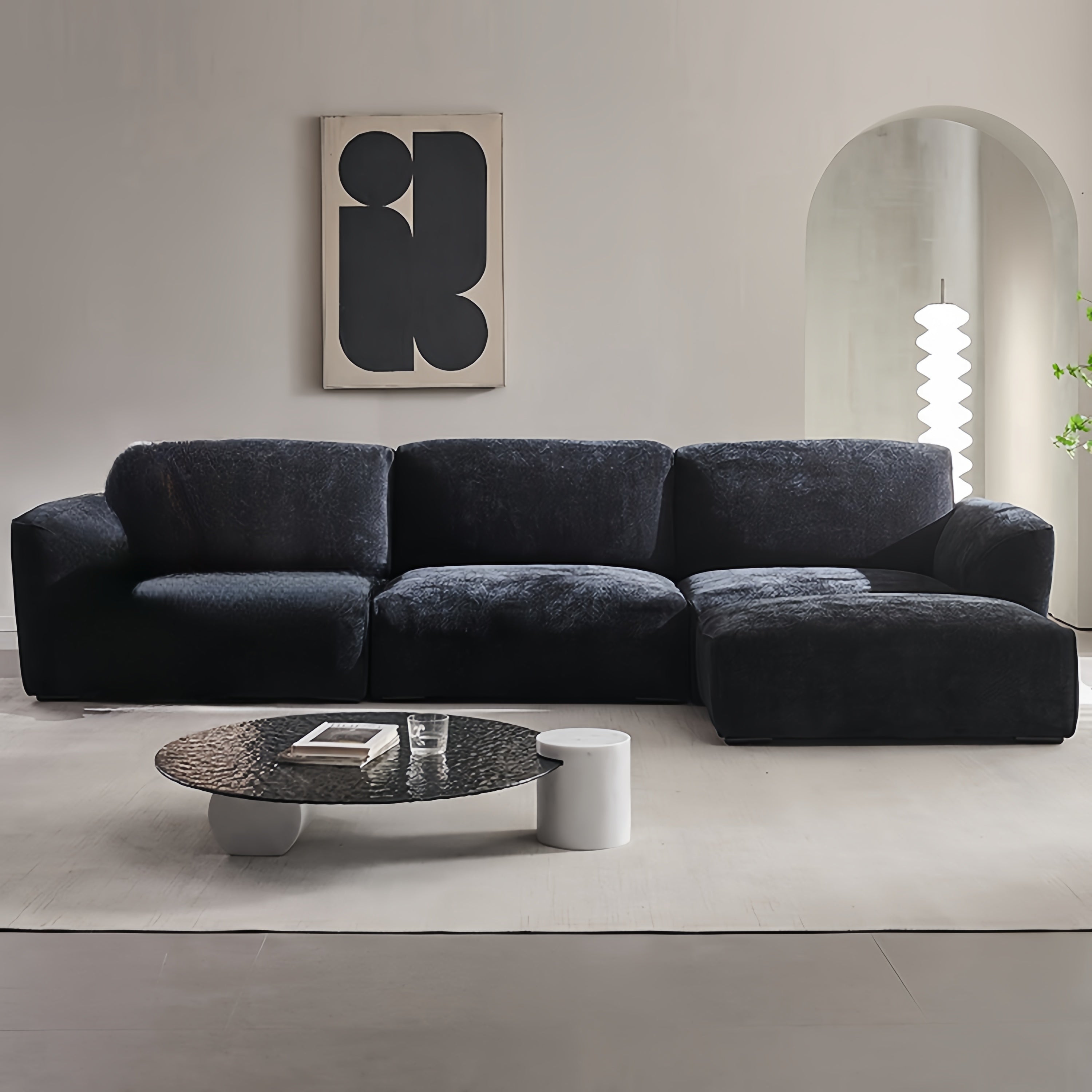 Cloud Fleece Sofa & Footstool for Living Room