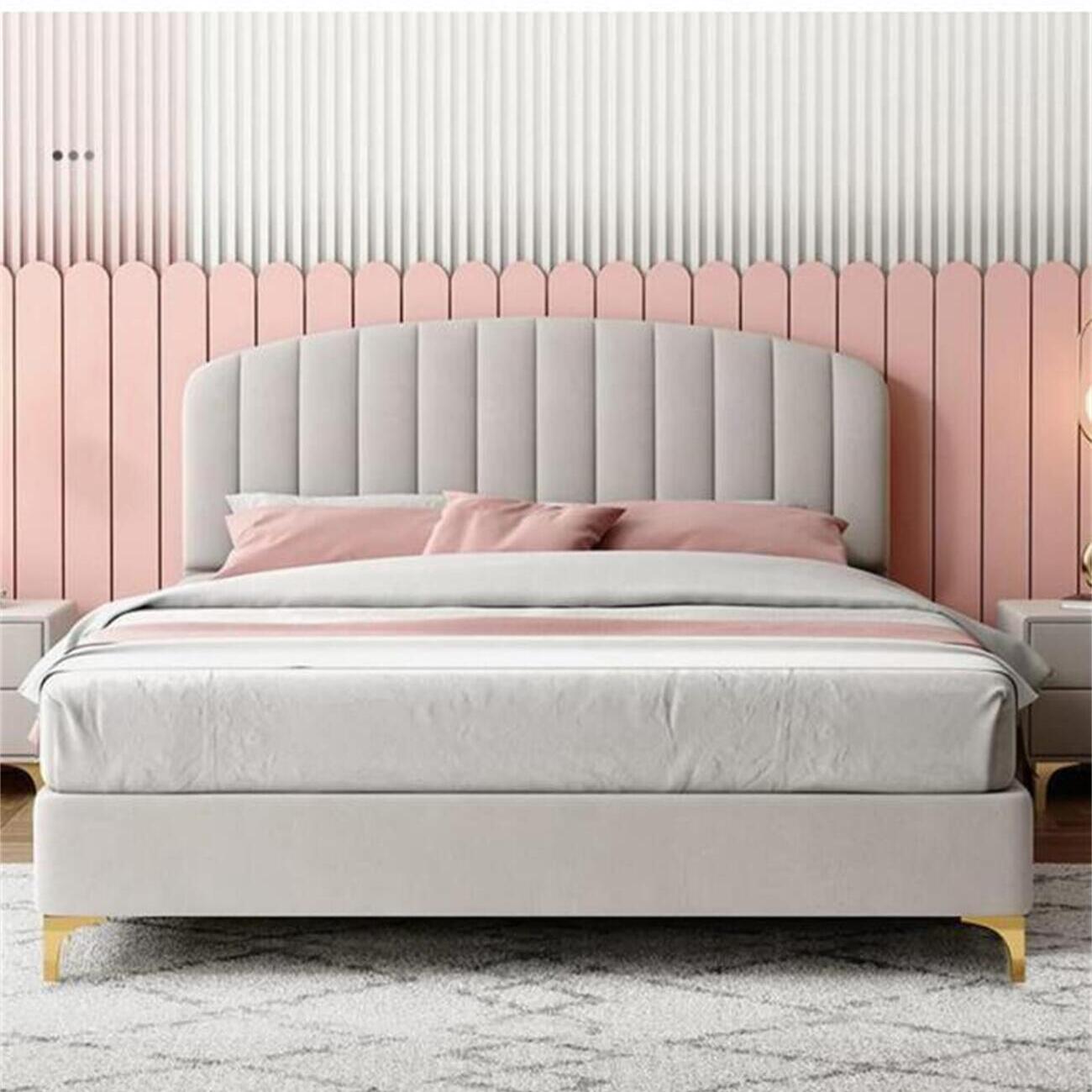 Modern Sherpa Fleece Bed Frame in Off-White for Bedroom