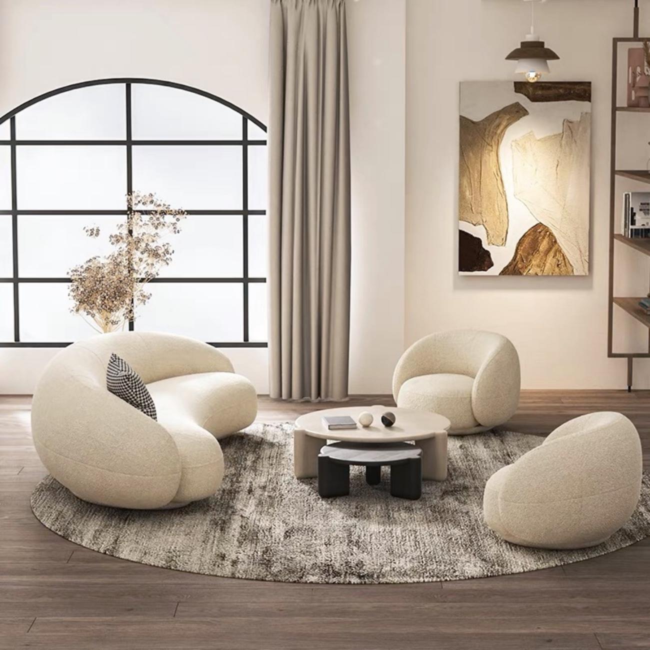 Fleece Sofa Spherical Arc Design Indent Feature