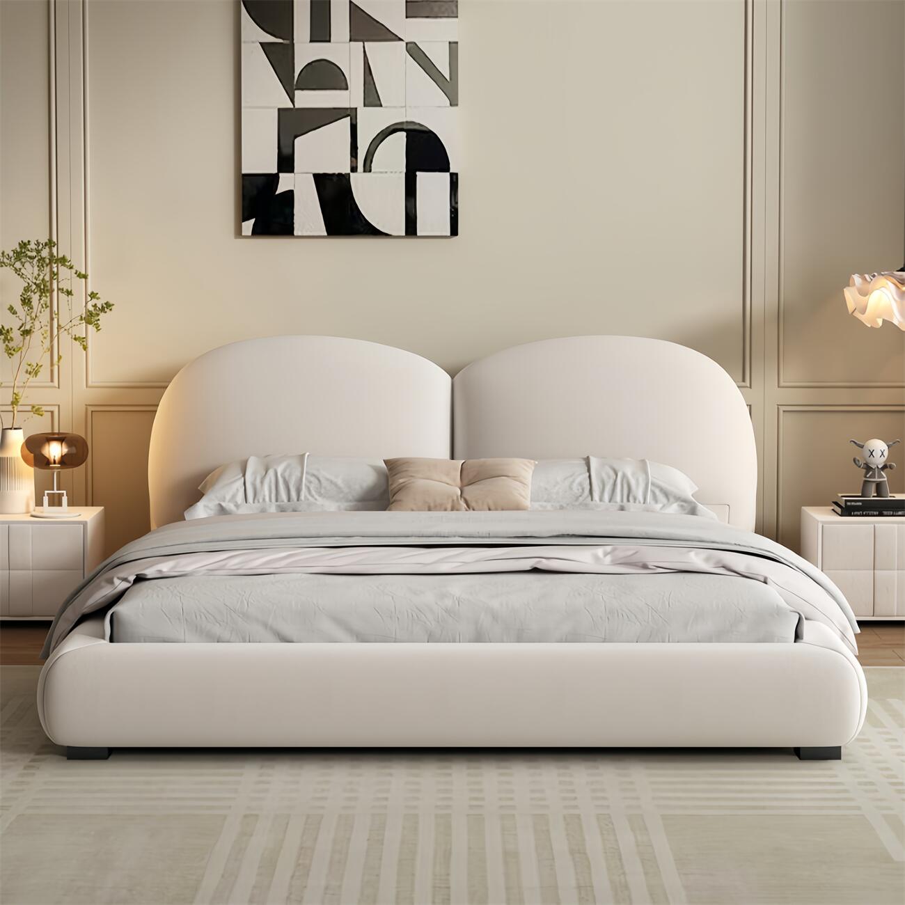 Velluto Velvet Modern Upholstered Bed for Bedroom
