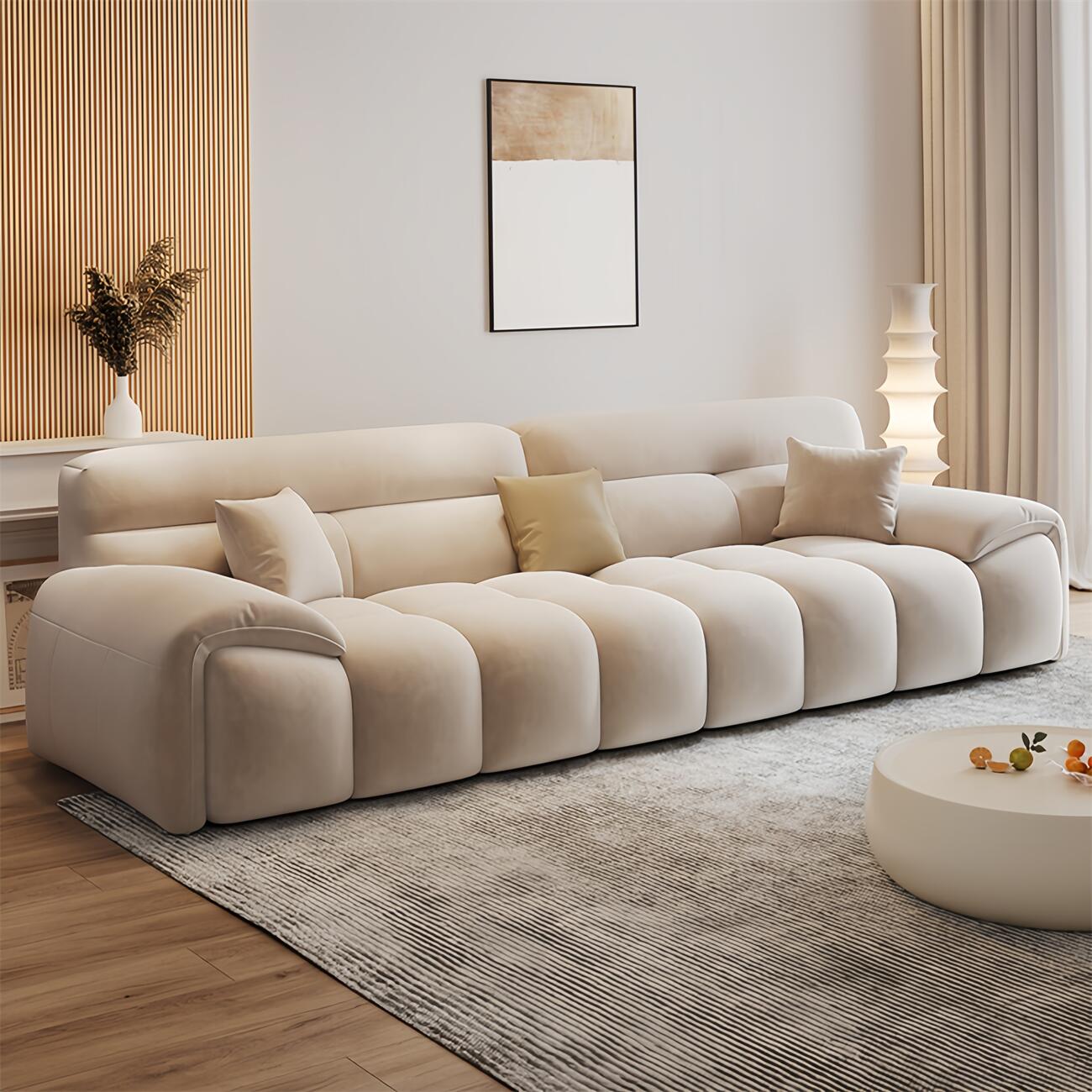 Cloud Fleece Sofa Beige Modular 1-4 Seat Footstool