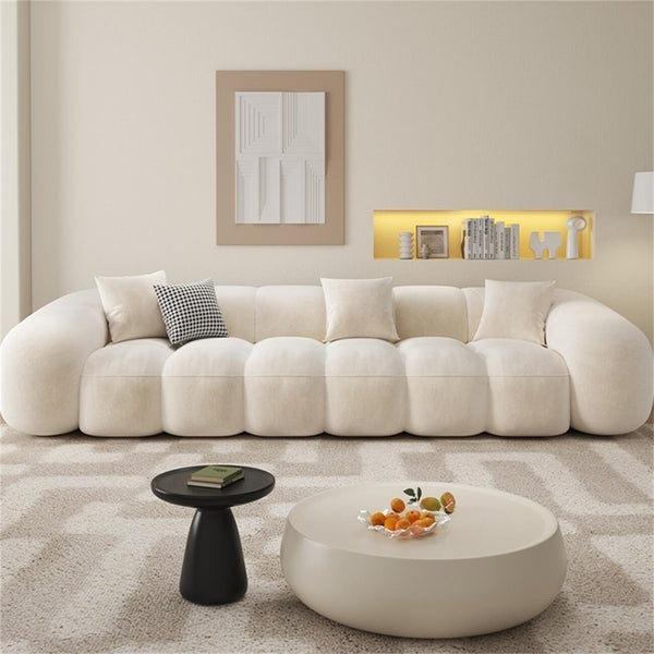 Cream Fleece Modular Plush Sofa For Living Room