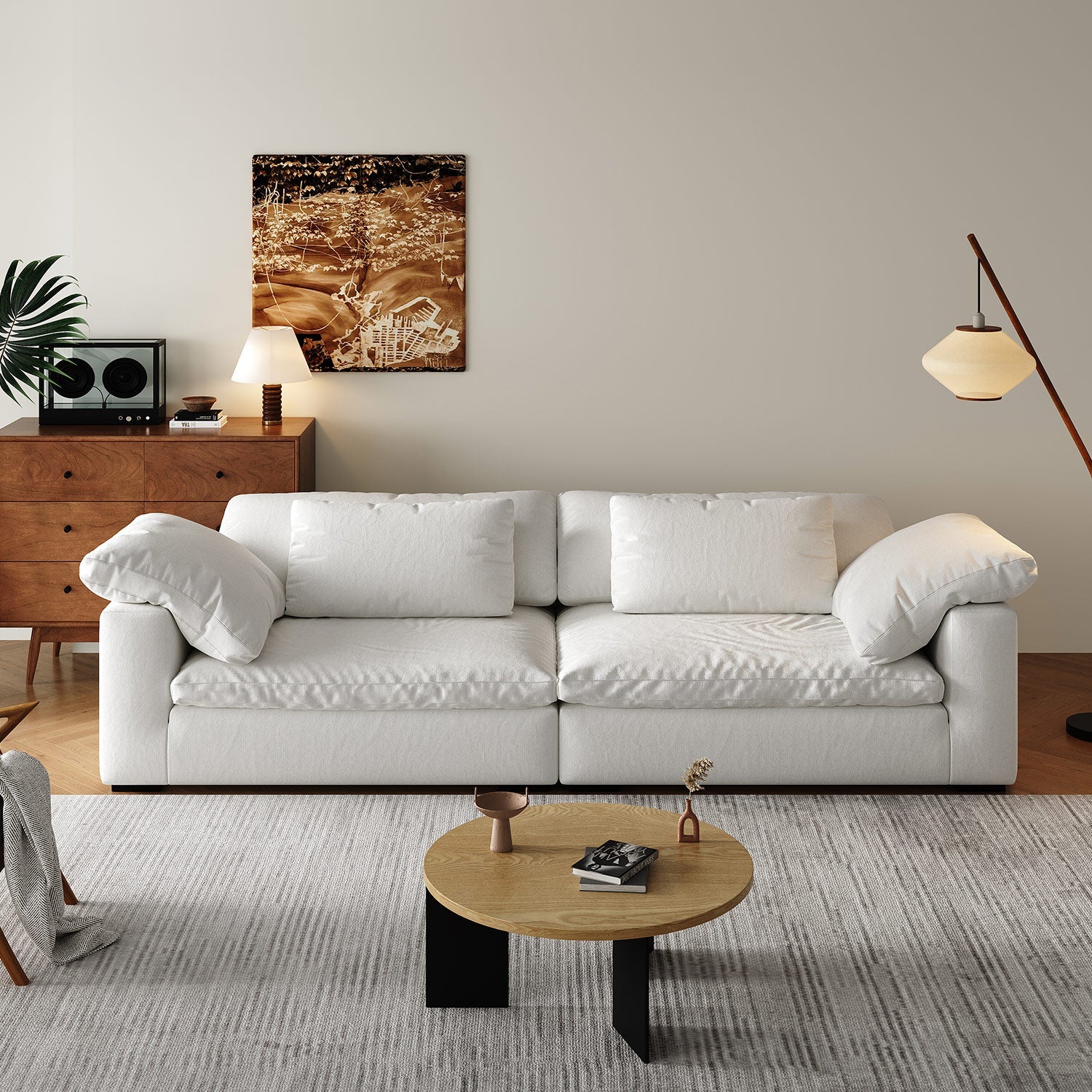 Cloud Linen Off-White Curved Modular Sofa