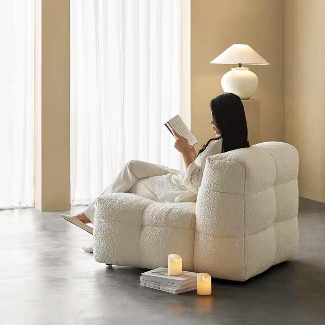 Fleece Sofa Modular Square Design with Footstool