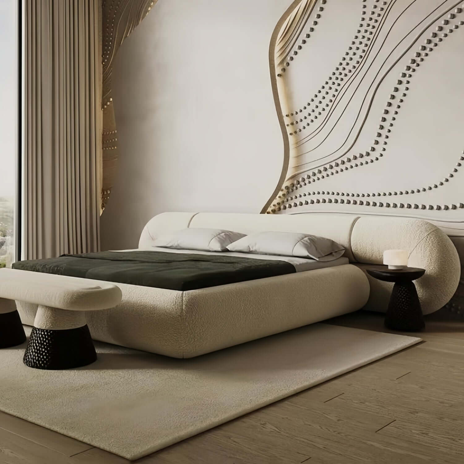 Modern Sherpa Fleece Bed Frame for Bedroom