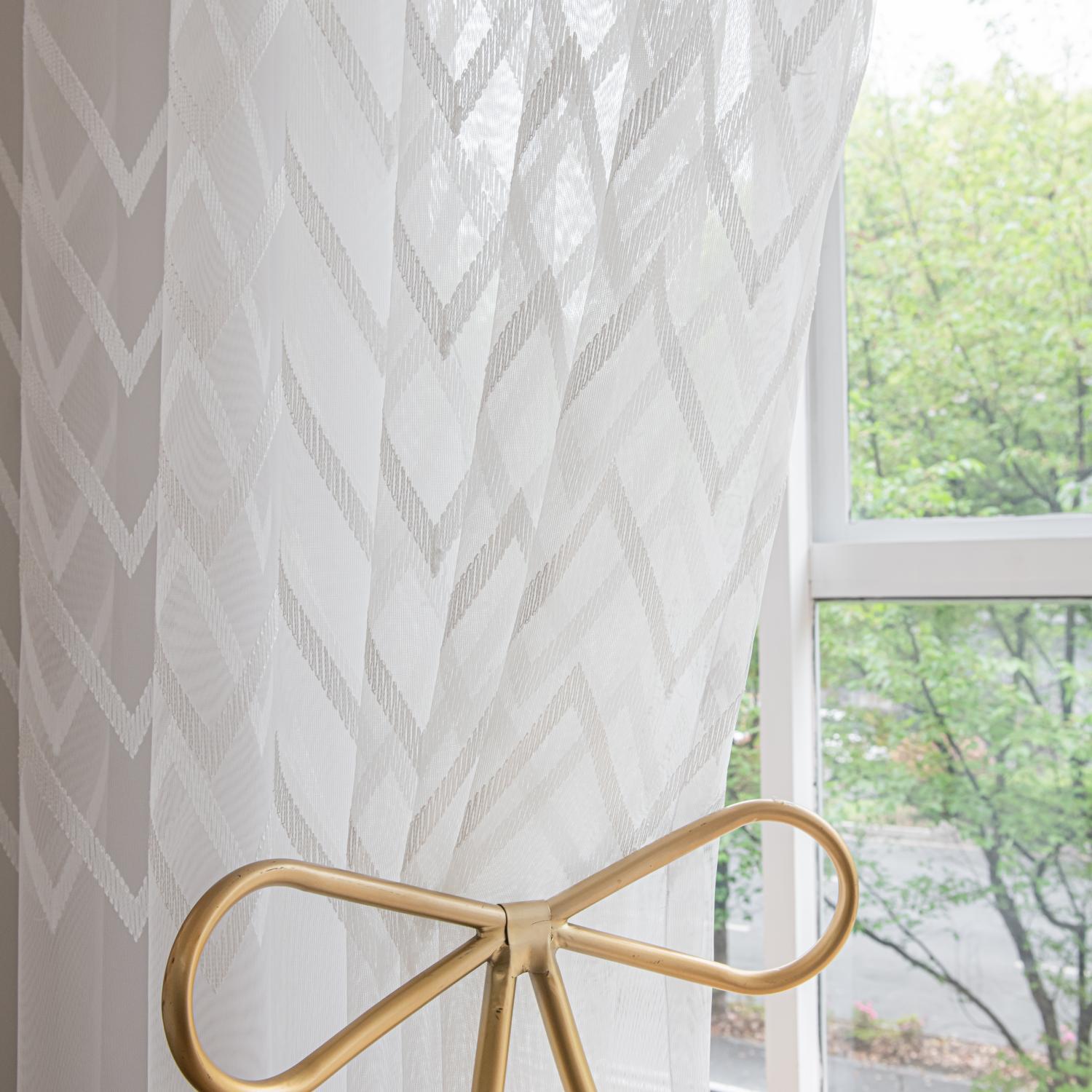 White Grey Arrow Geometric Sheer Curtains Rod Pocket 2 Colors Bengaluru