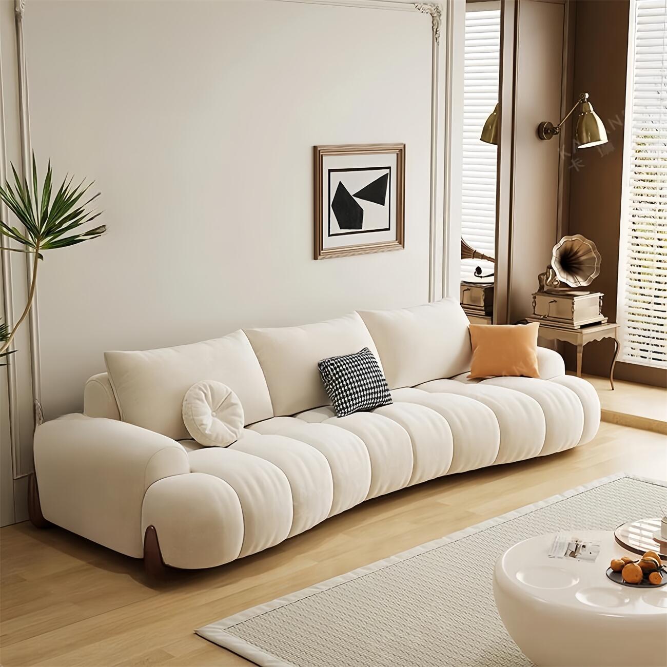 Dolce Cloud Fleece Off-White Sofa Set for Living Room