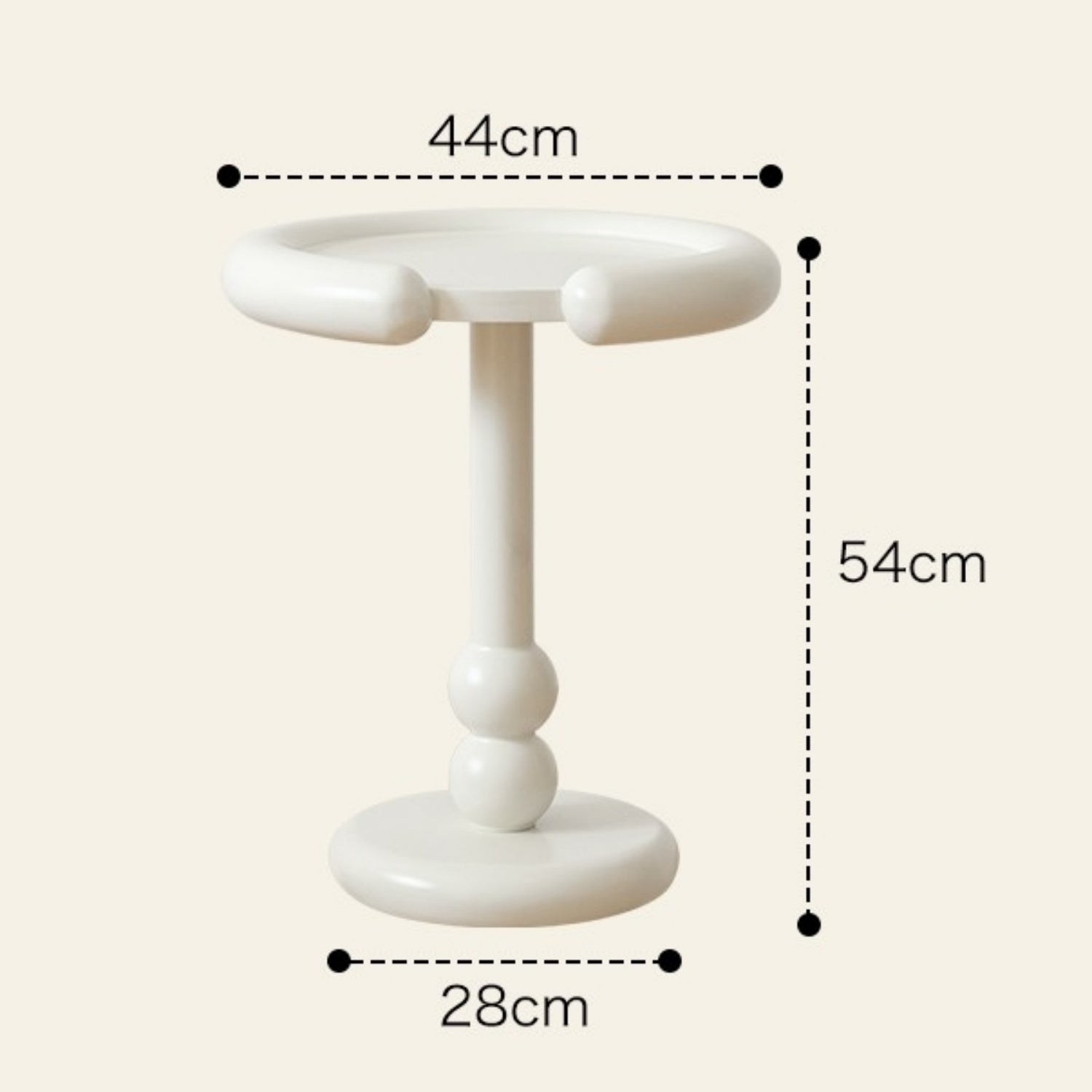 Cream Spherical Column Side Table Round Minimalist