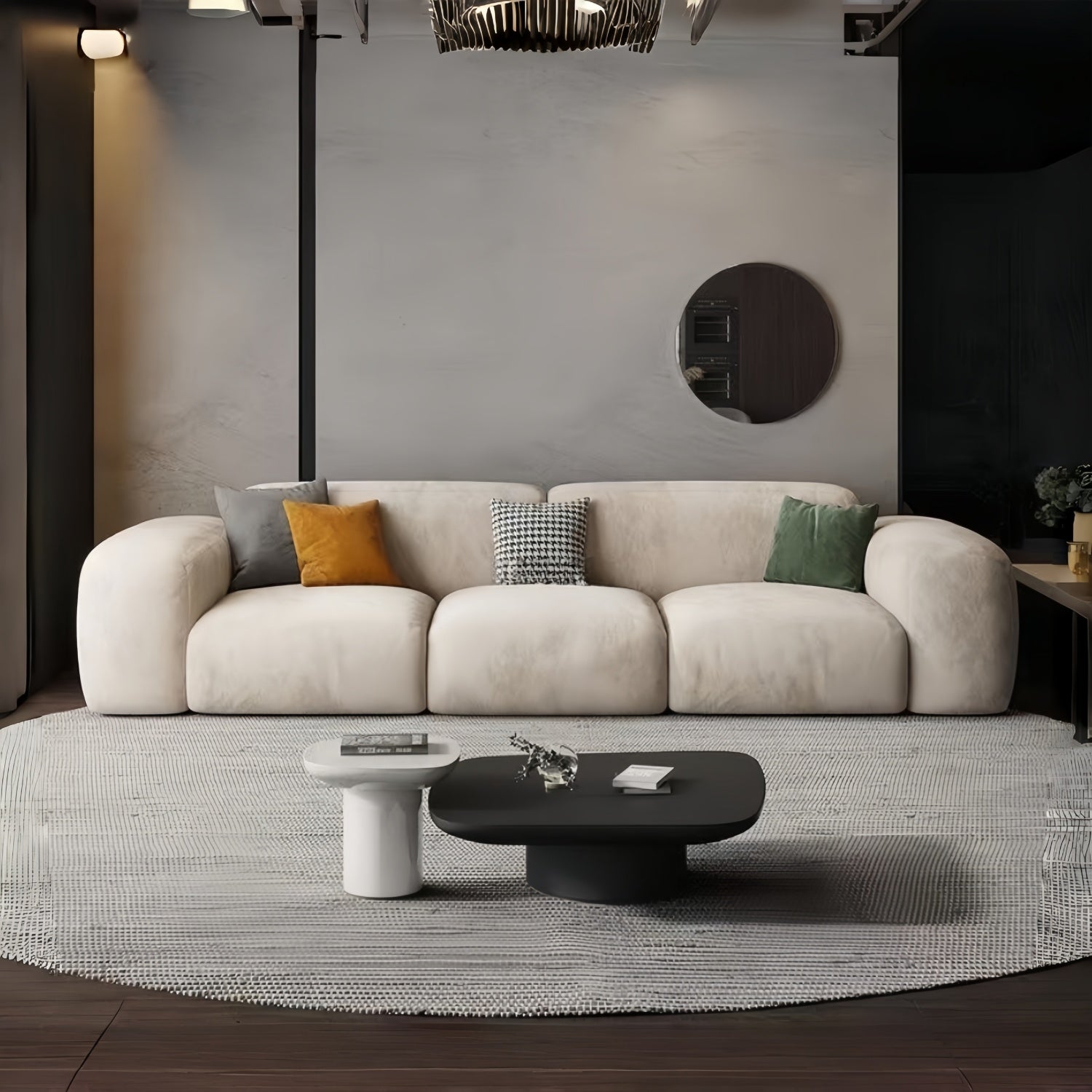 Cloud Complete Sofa Set Beige L-Shape for Living Room