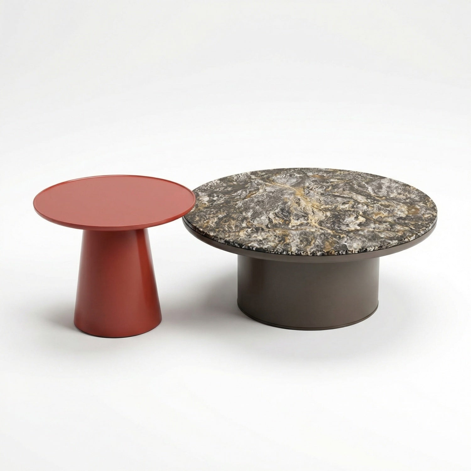Marble Coffee Table Set Red Grey 2-Piece Luxury Bengaluru | Custom Made Direct From Manufacturer
