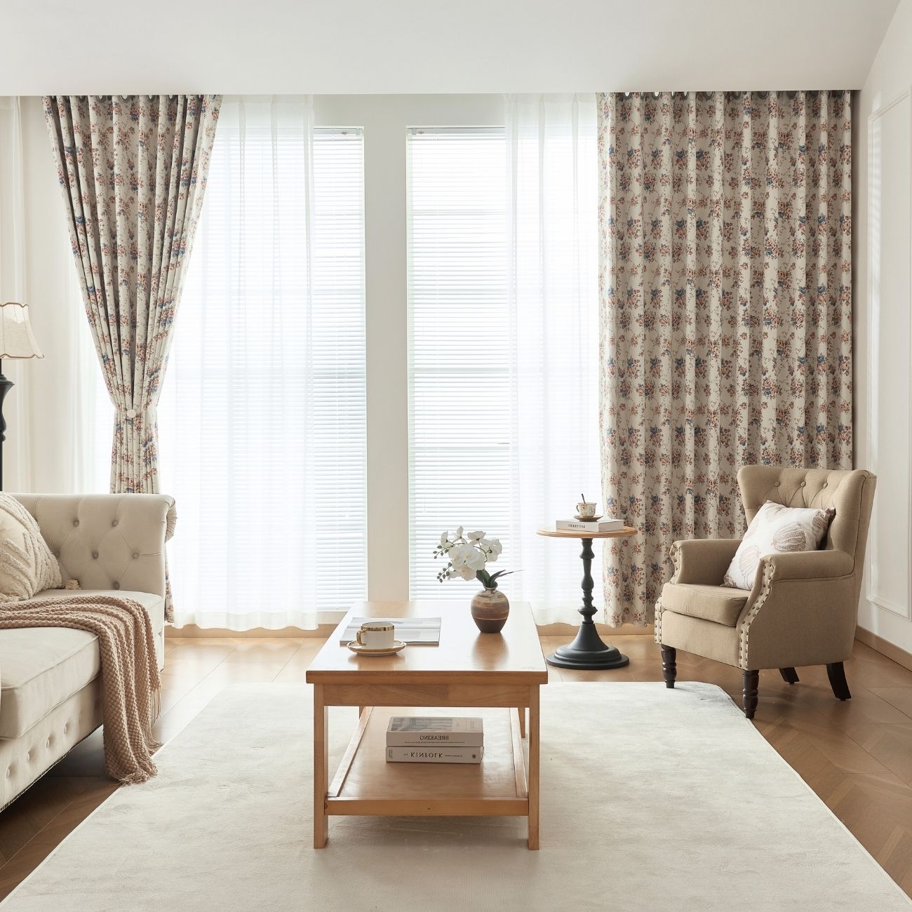 Vintage Floral Curtains Layered Sheer Thick Bedroom Bengaluru