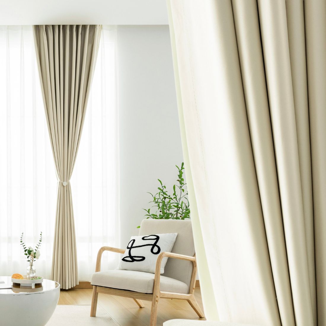 Somuch Living Cream Curtains Minimalist Cotton-Linen 3 Hanging Styles Bengaluru