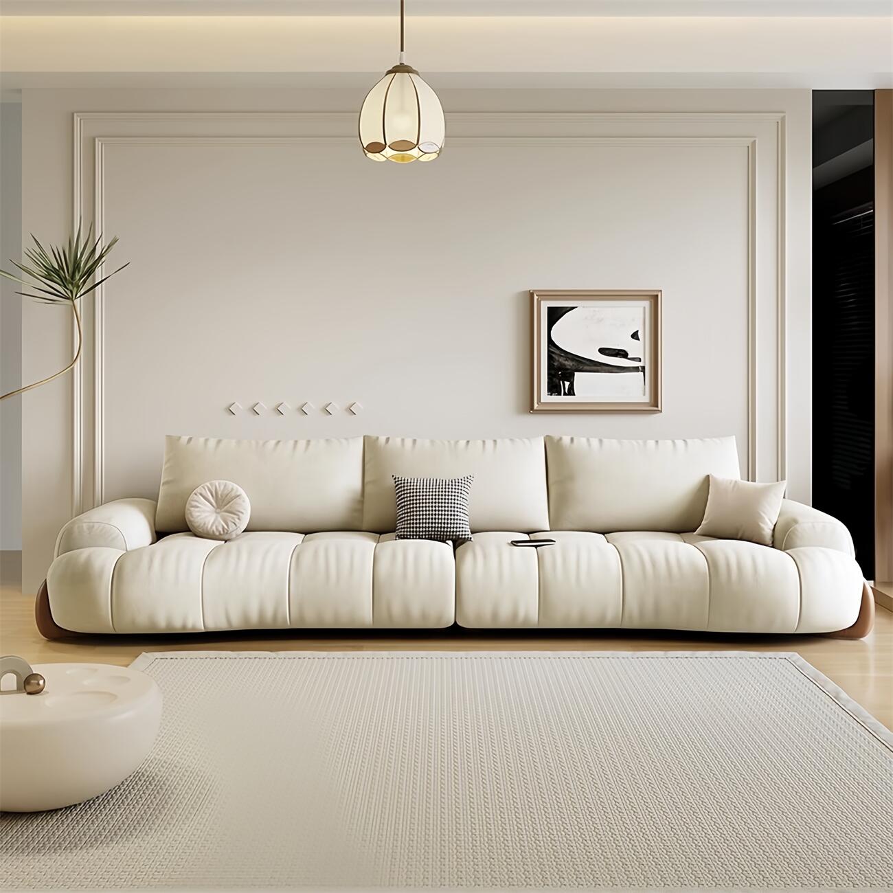 Dolce Cloud Fleece Off-White Sofa Set for Living Room