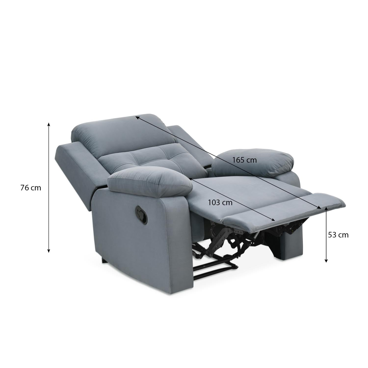 Derik 1 Seater Manual Recliner Sofa- Metallic Grey Alt View 10