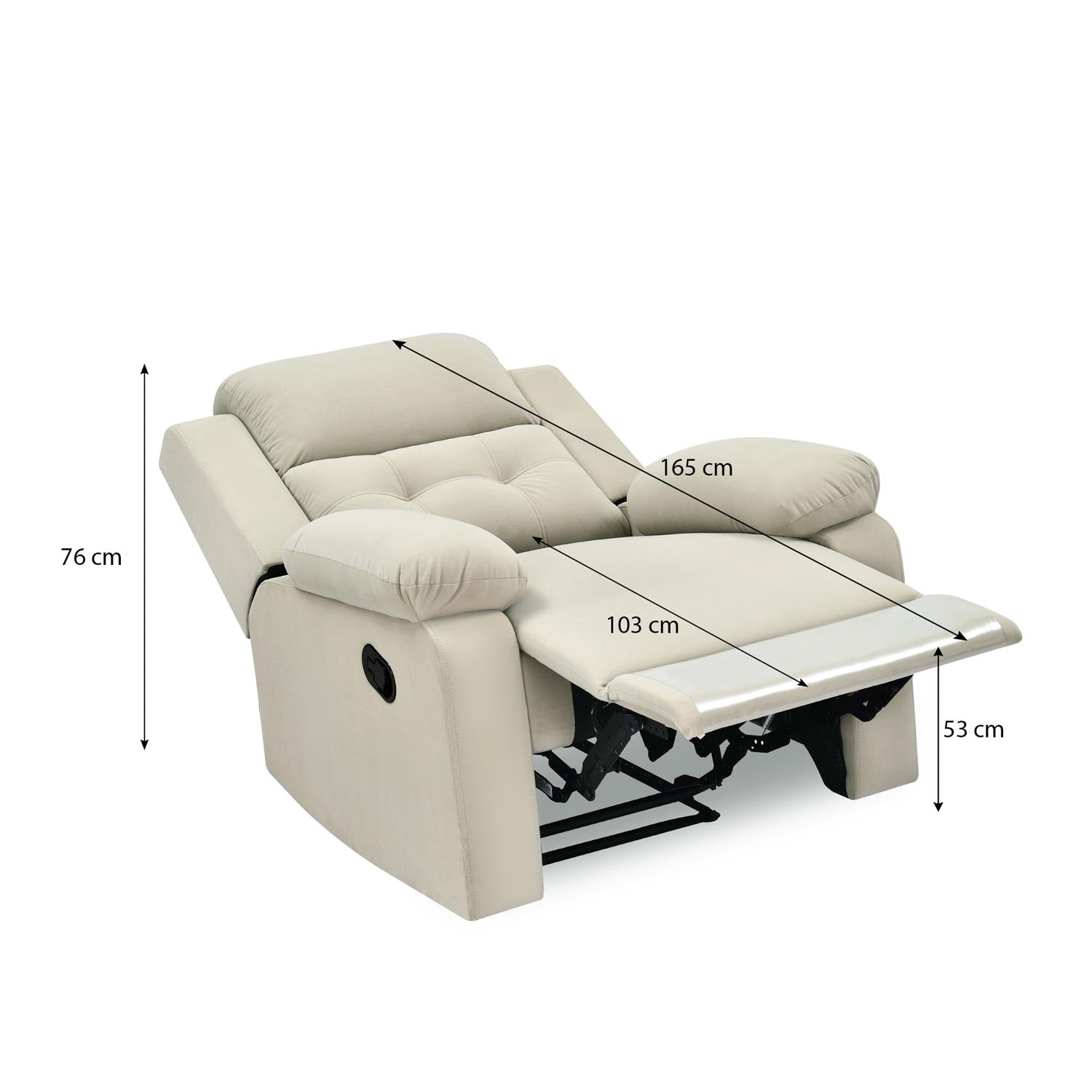 Derik 1 Seater Manual Recliner Sofa- Beige Alt View 12