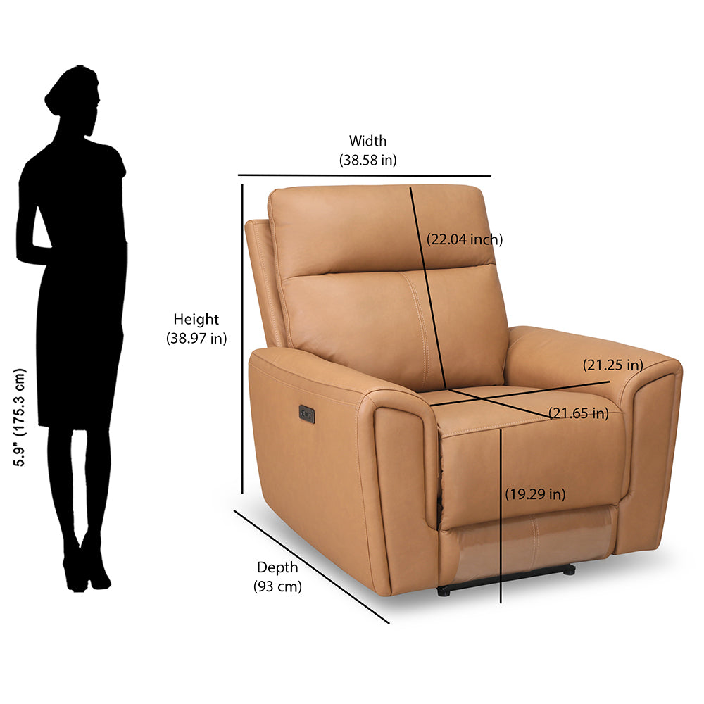 Venosa 1 Seater Electric Recliner Sofa- Tan Alt View 16