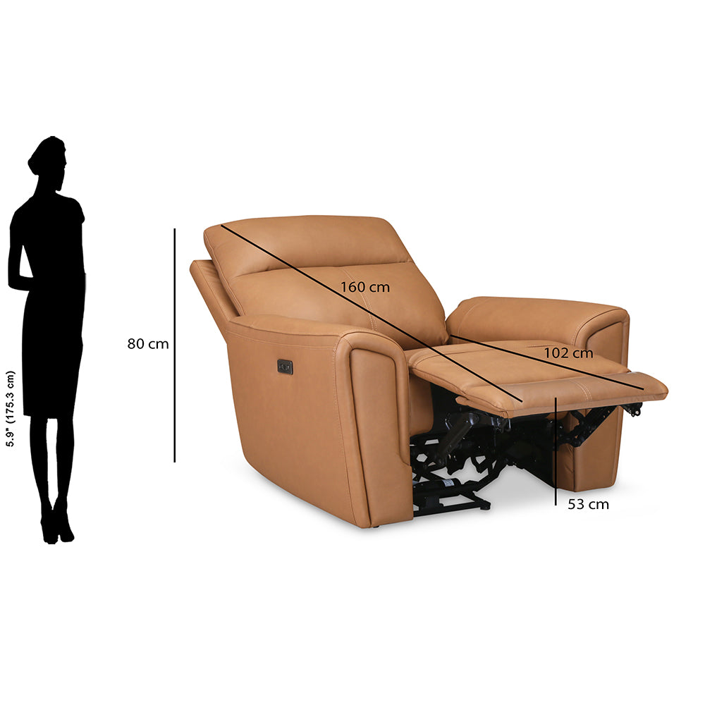 Venosa 1 Seater Electric Recliner Sofa- Tan Alt View 17