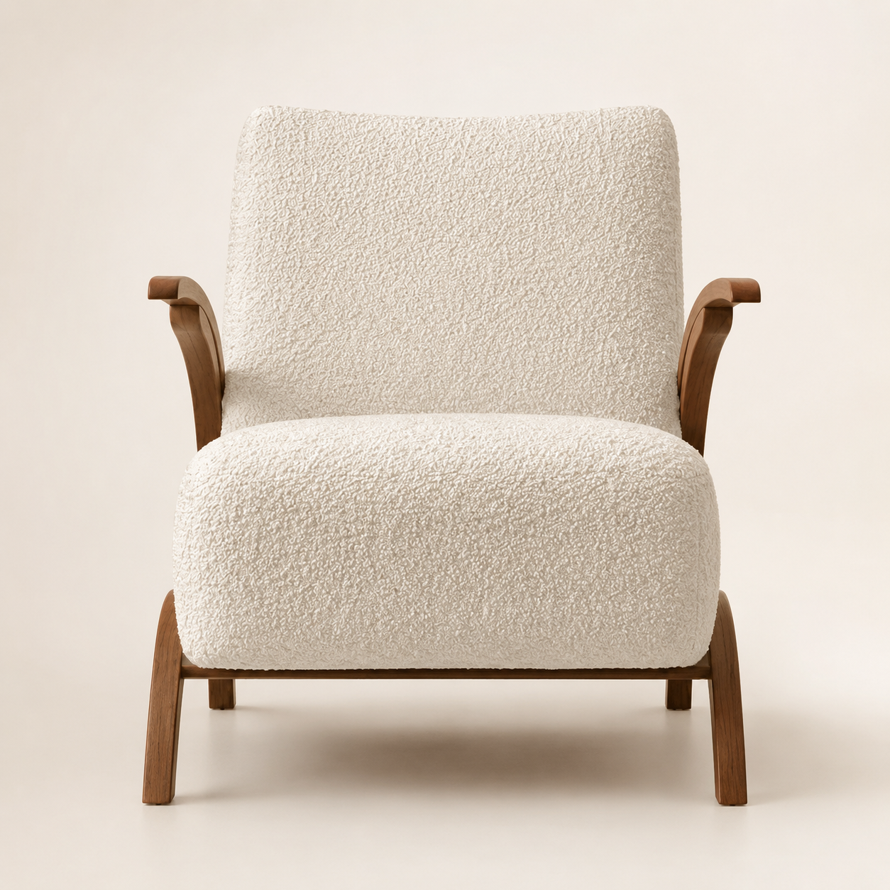 Aida Walnut Tone Wood Sherpa Elegant Chair For Living Room | Custom Made Direct From Manufacturer