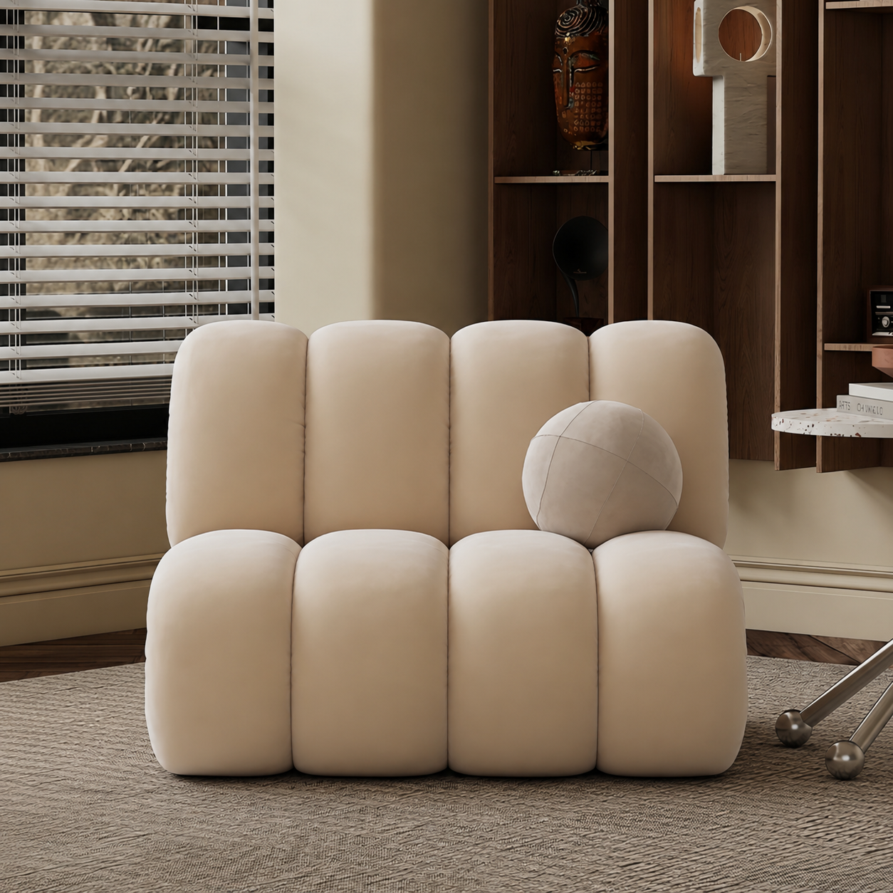 Seattle Sculptural Sherpa Fist Shape Accent Chair