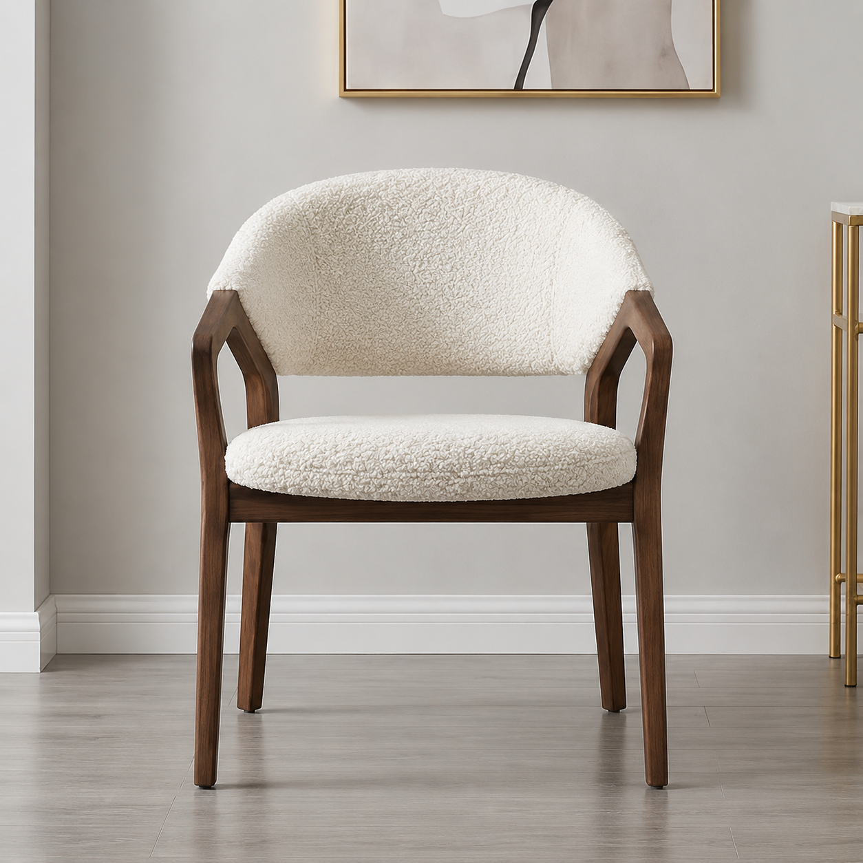 Stanford Arc Lounge Wood Armrests Accent Chair