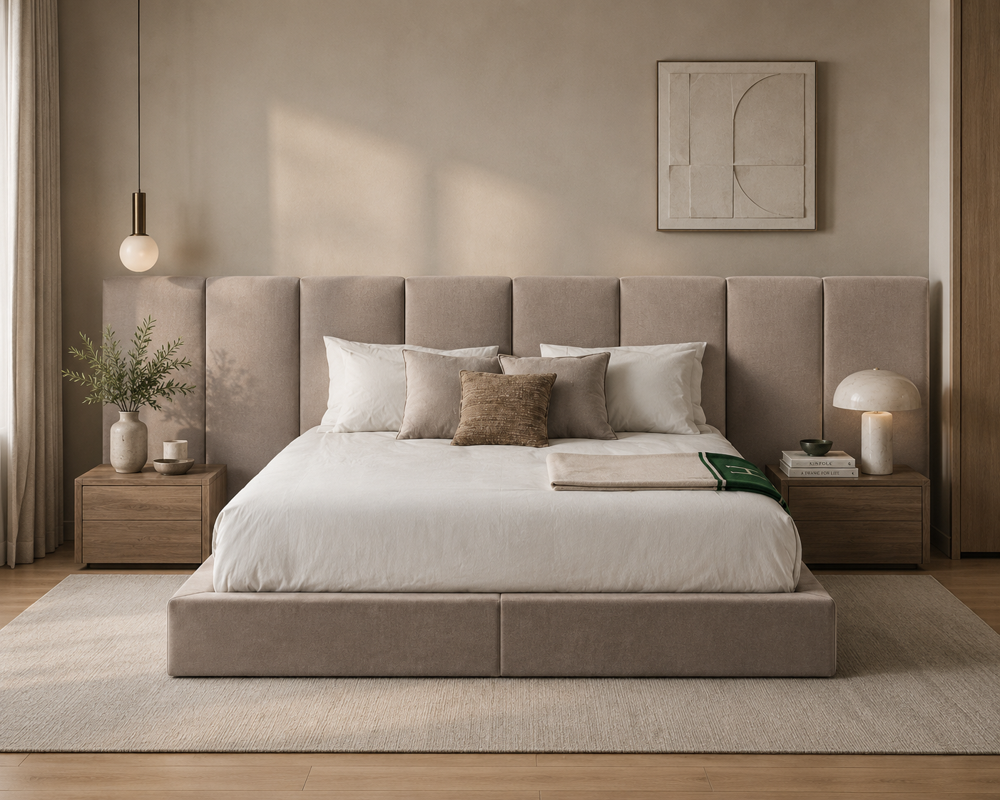 Cozy Fleece Bed Frame Beige Bedroom