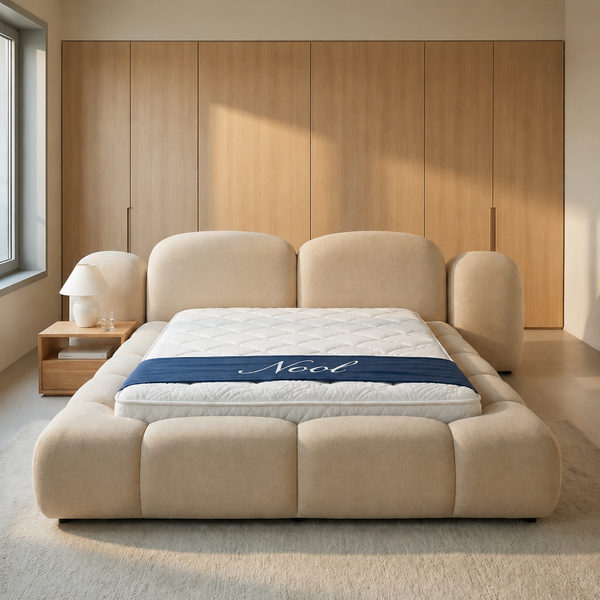 Dolce Notte Cream  Luxurious Fabric Upholstered Bed With Cloud Comfort
