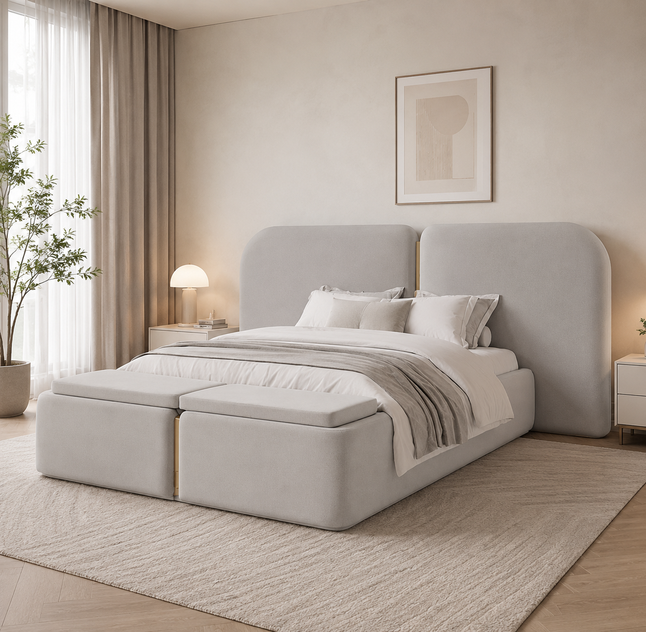 Oleander Luxurious Fleece Upholstered Bed