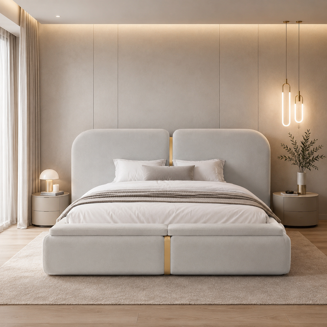 Oleander Luxurious Fleece Upholstered Bed