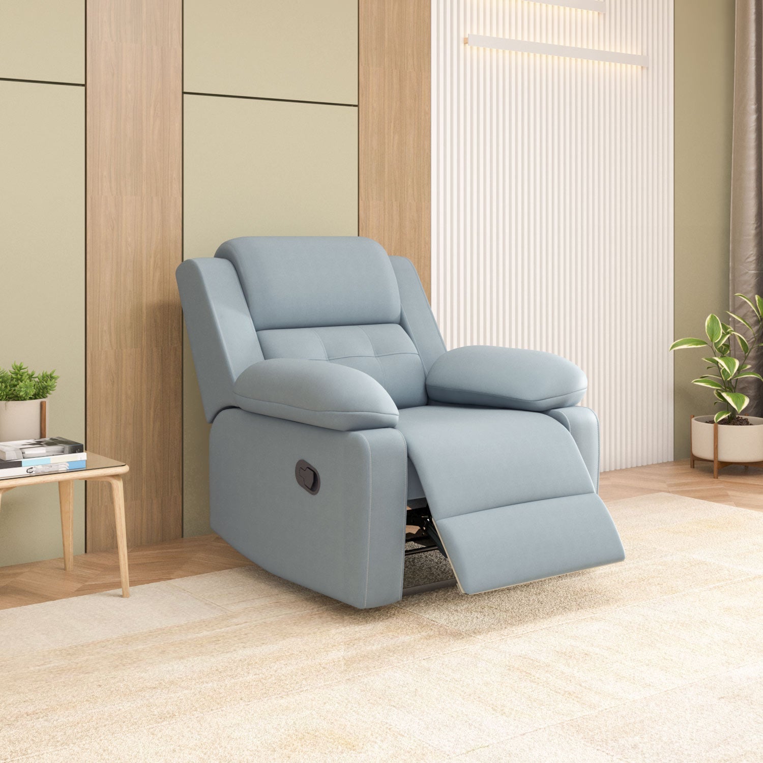 Derik 1 Seater Manual Recliner Sofa- Metallic Grey Primary View