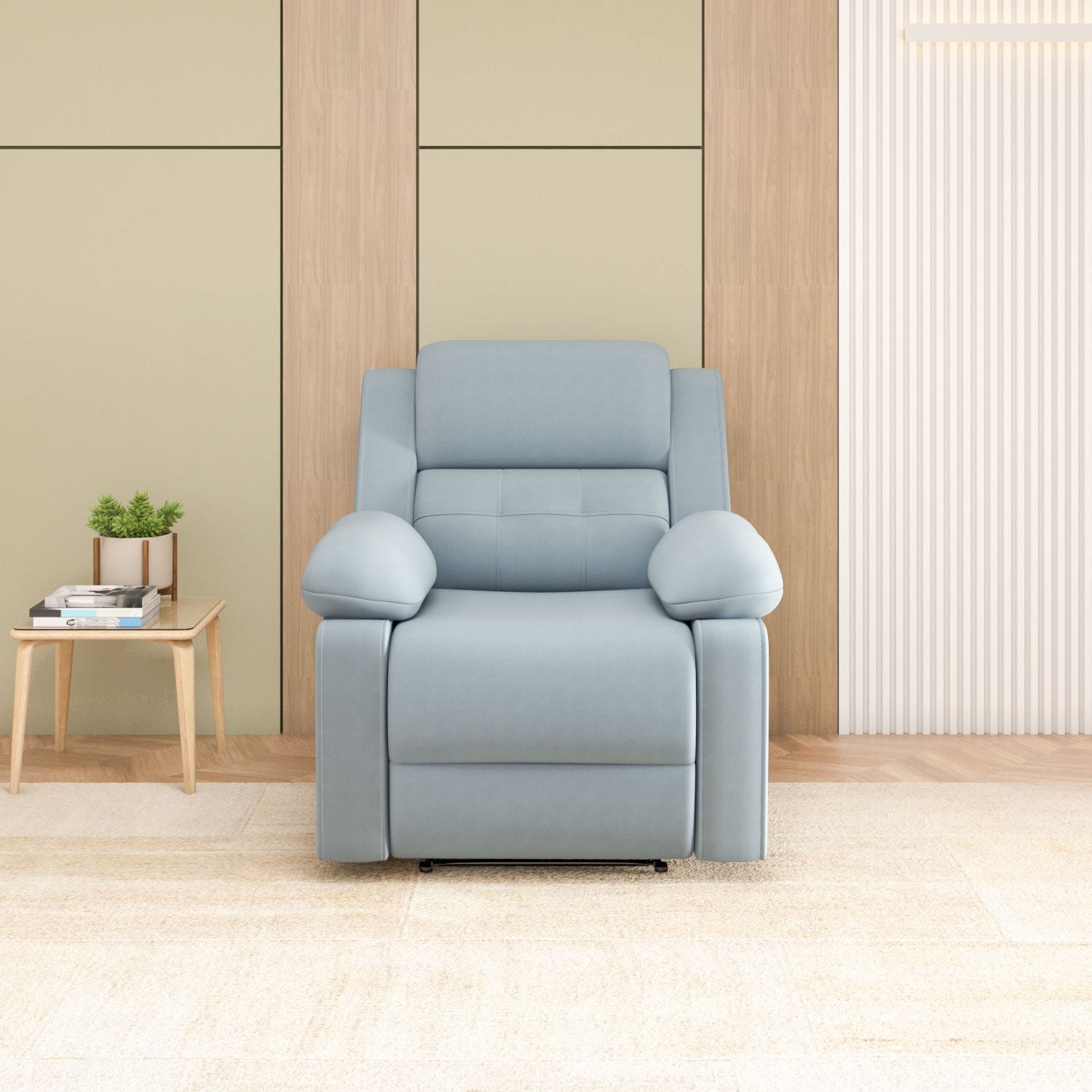 Derik 1 Seater Manual Recliner Sofa- Metallic Grey Alt View 2