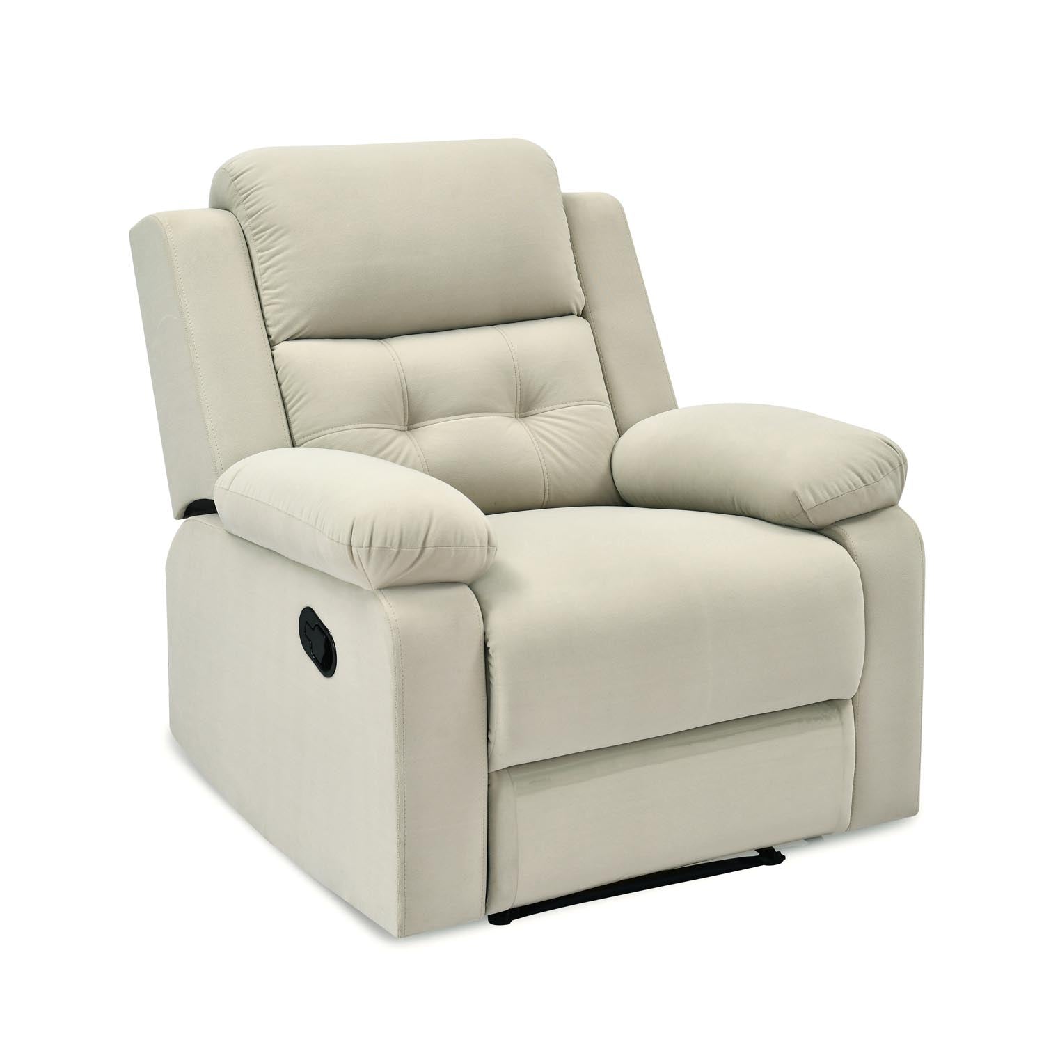 Derik 1 Seater Manual Recliner Sofa- Beige Alt View 9