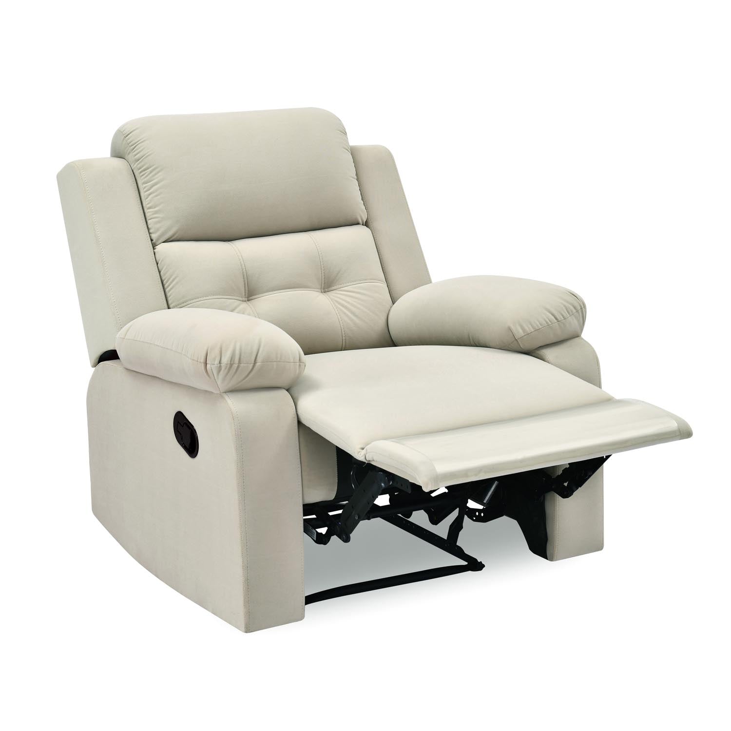 Derik 1 Seater Manual Recliner Sofa- Beige Alt View 3