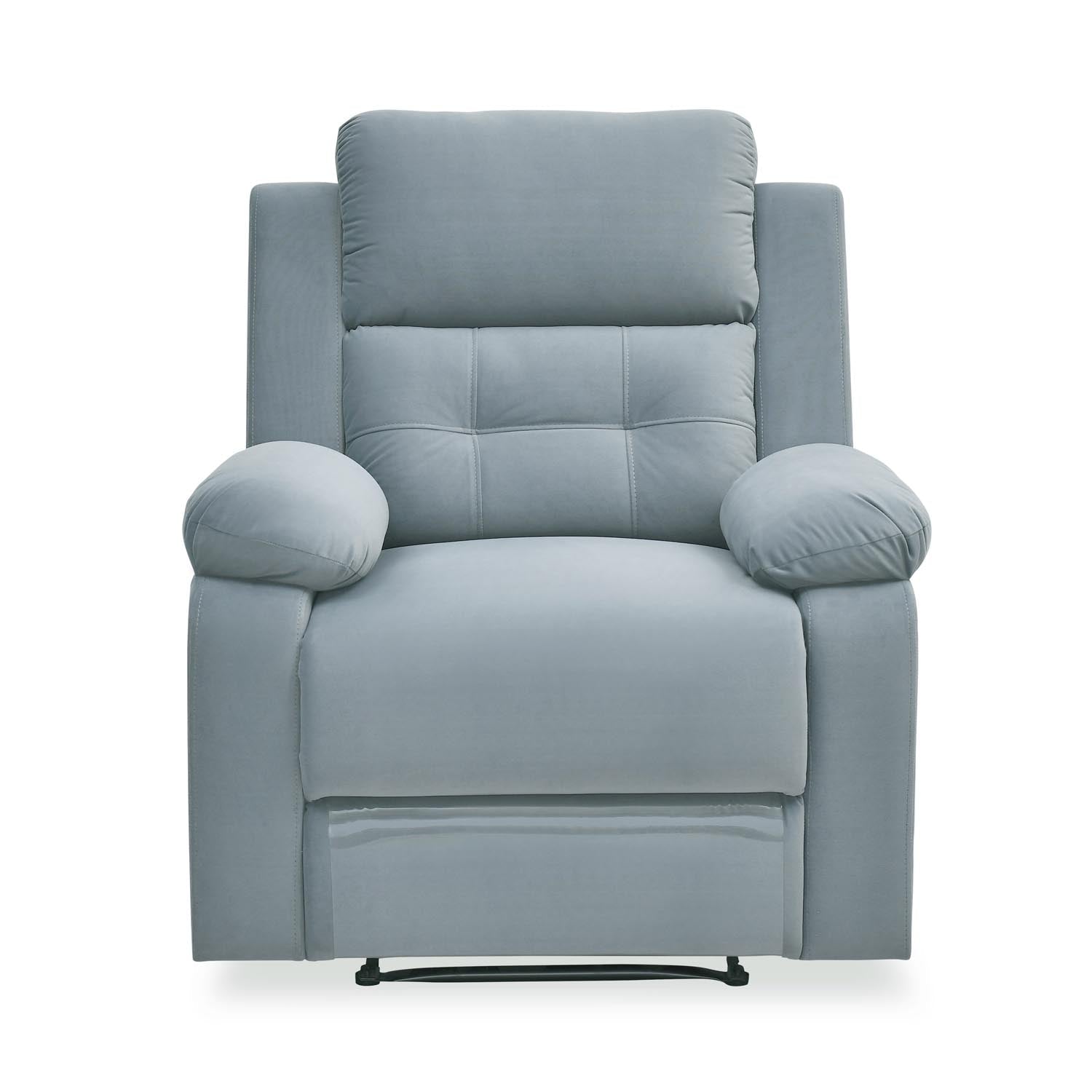Derik 1 Seater Manual Recliner Sofa- Metallic Grey Alt View 3
