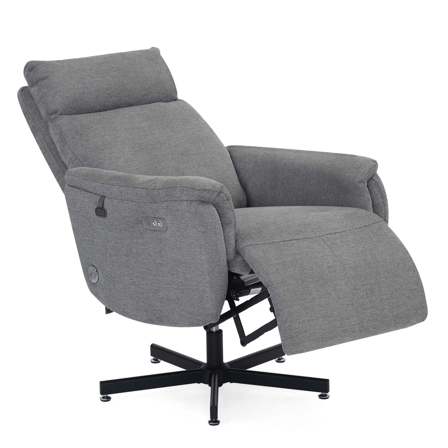 Regno 1 Seater 360-Degree Swivel Electric Recliner - Grey Alt View 8