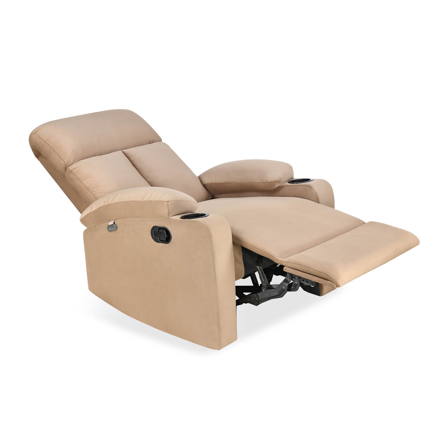 Lazio 1 Seater Manual Recliner with Cup Stand- Sand Brown Alt View 4