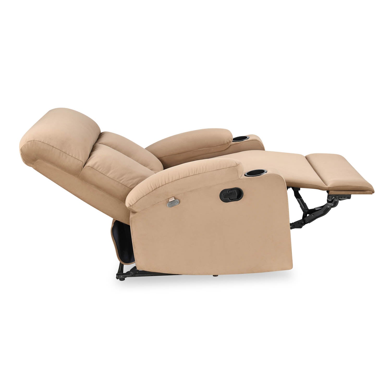 Lazio 1 Seater Manual Recliner with Cup Stand- Sand Brown Alt View 6