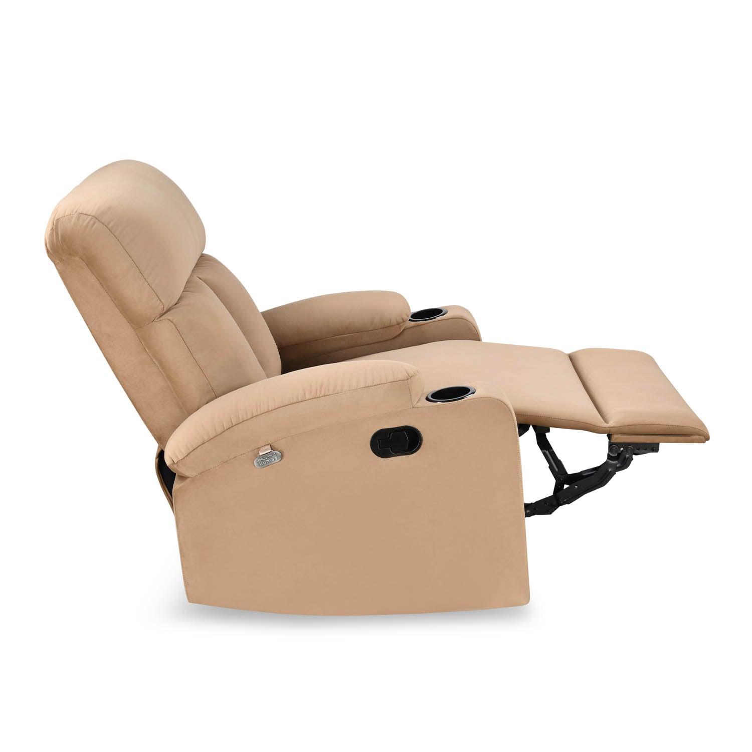 Lazio 1 Seater Manual Recliner with Cup Stand- Sand Brown Alt View 5