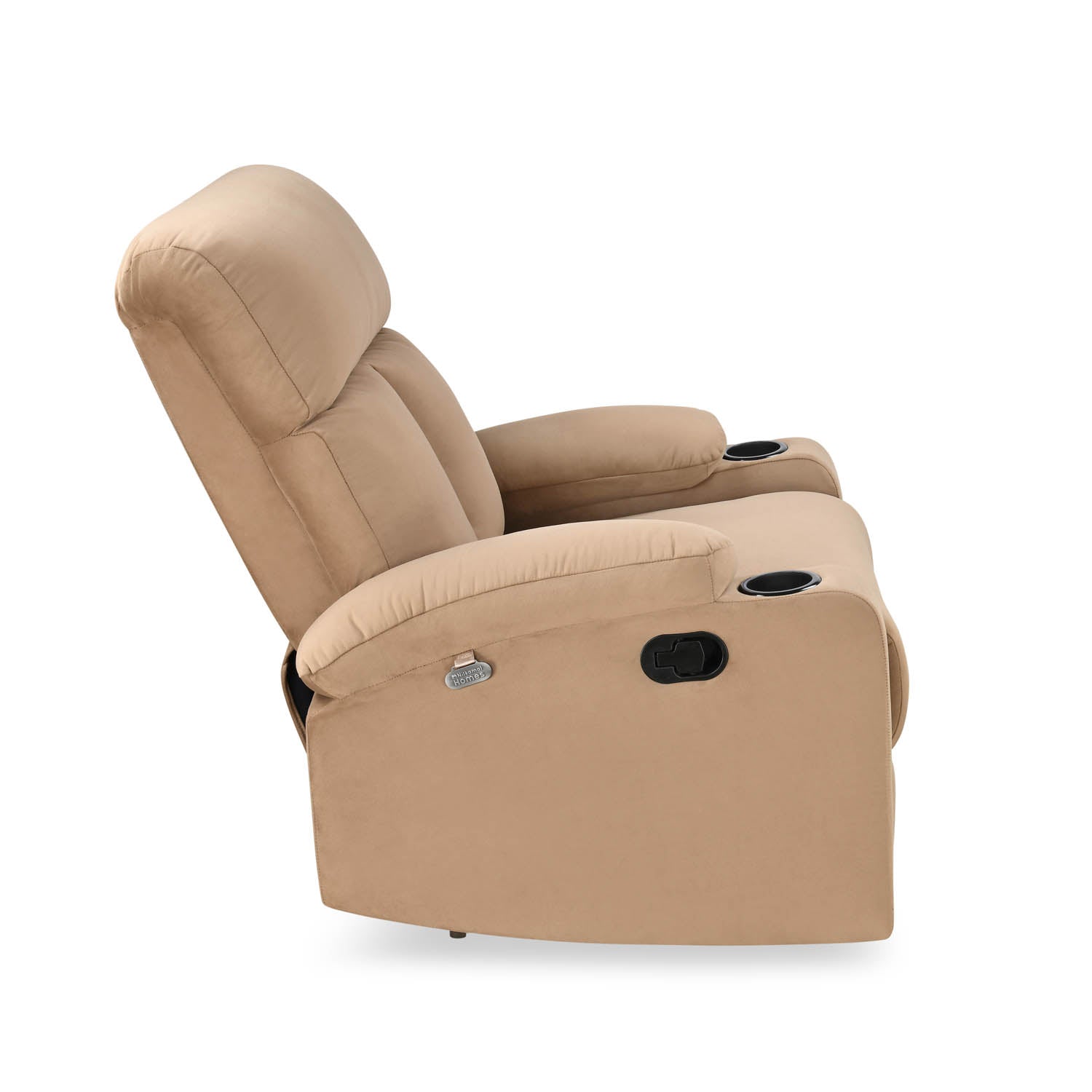 Lazio 1 Seater Manual Recliner with Cup Stand- Sand Brown Alt View 10