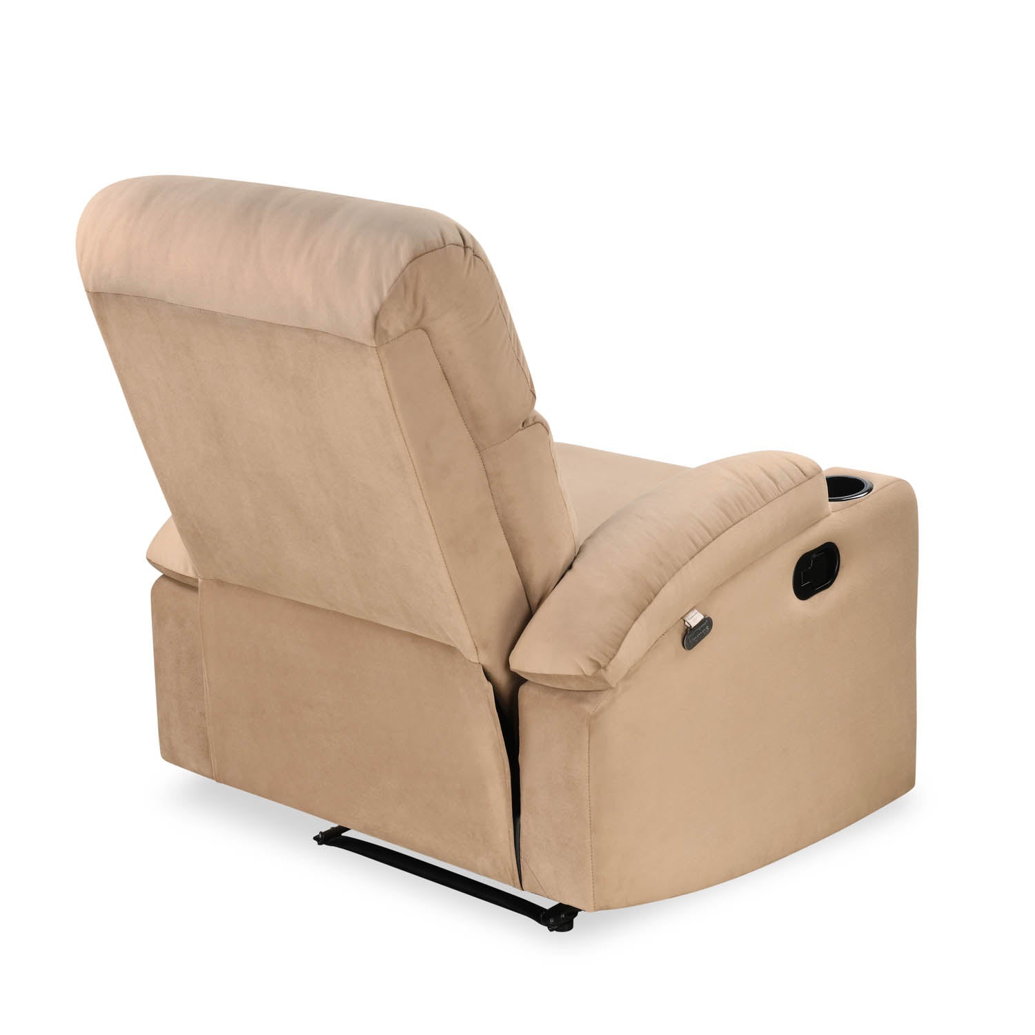 Lazio 1 Seater Manual Recliner with Cup Stand- Sand Brown Alt View 11