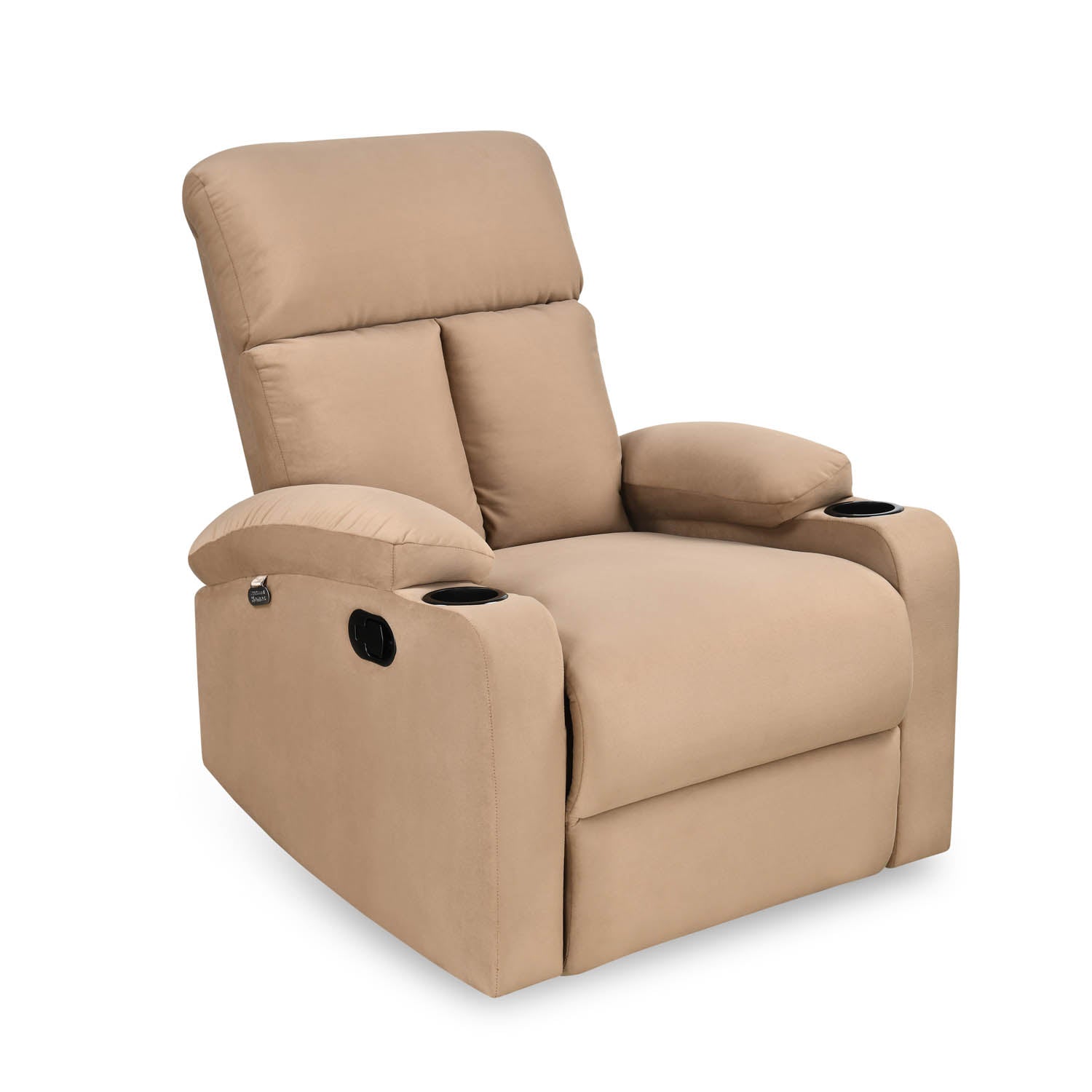 Lazio 1 Seater Manual Recliner with Cup Stand- Sand Brown Alt View 9