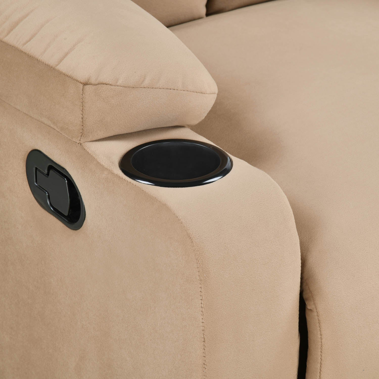 Lazio 1 Seater Manual Recliner with Cup Stand- Sand Brown Alt View 7