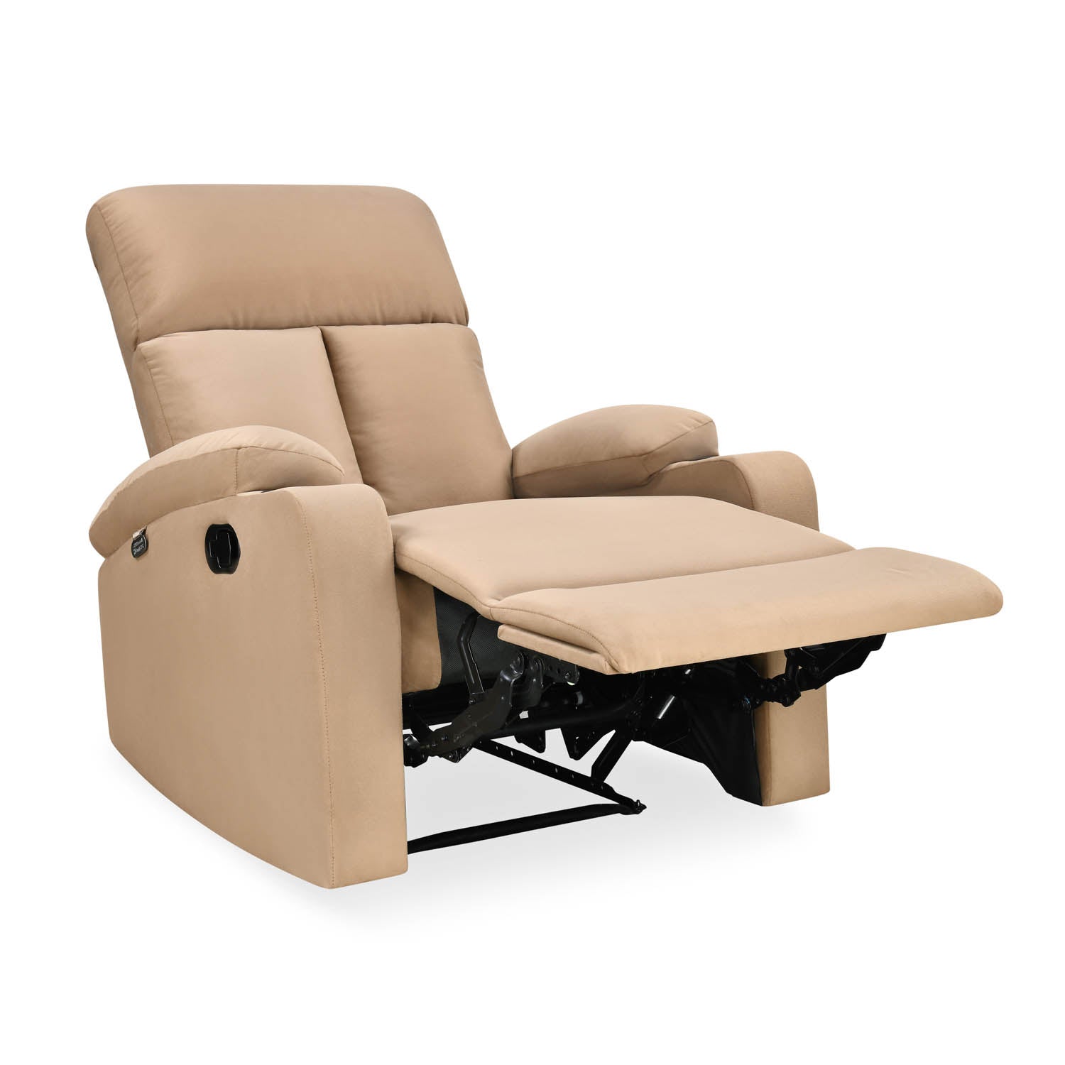 Lazio 1 Seater Manual Recliner with Cup Stand- Sand Brown Alt View 3