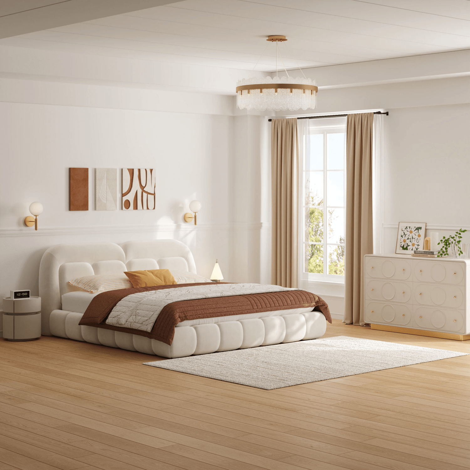 Sherpa Fleece Bed Frame for Bedroom