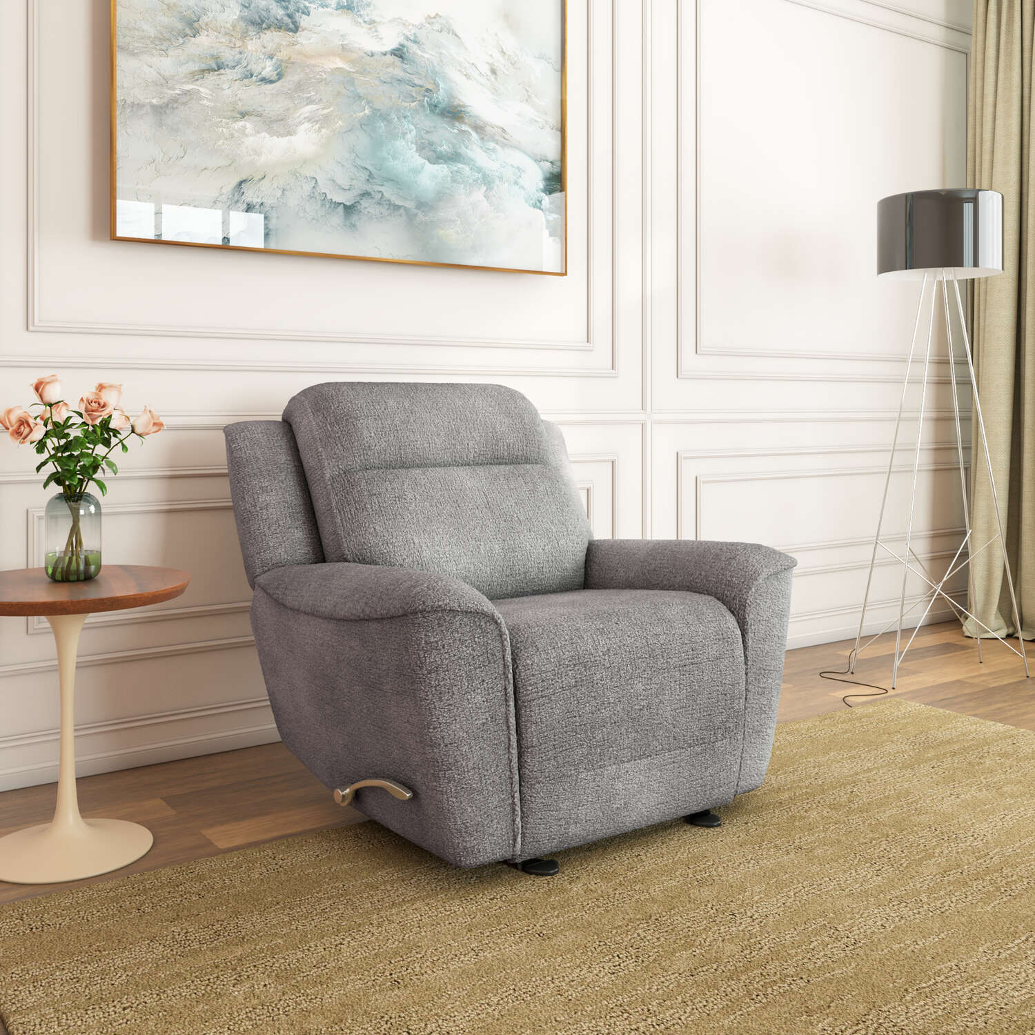 Favian 1 Seater Rocker Recliner Sofa- Grey Primary View