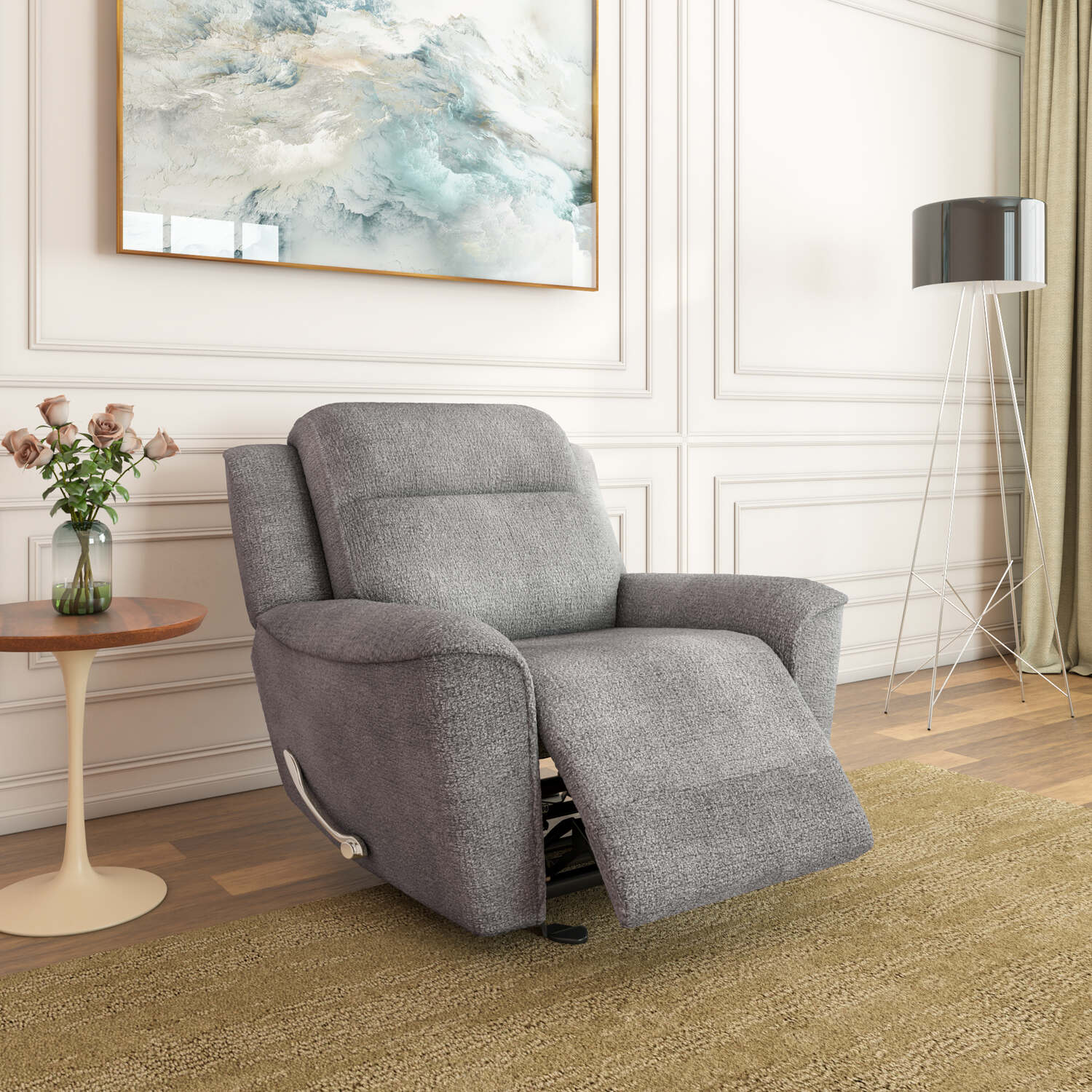 Favian 1 Seater Rocker Recliner Sofa- Grey Alt View 1
